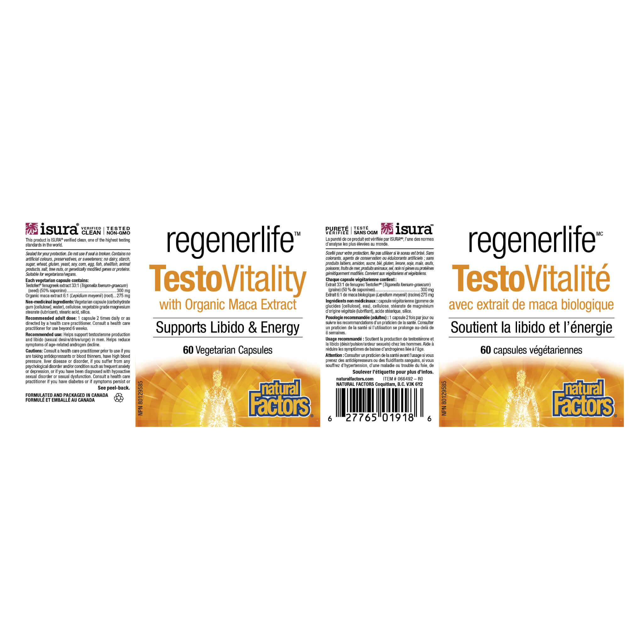 RegenerLife TestoVitality with Organic MACA Extract - Natural Testosterone Booster for Men, Energy & Vitality Supplement - Perfect for Gym, Workout & Daily Performance Enhancement