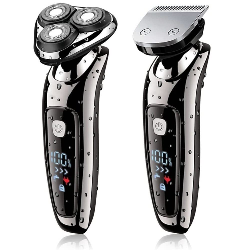 Professional Electric Head Shaver for Bald Men - Wet/Dry Rechargeable Rotary Razor with Digital Display | Men's Facial Hair Trimmer & Beard Shaver | Perfect for Home, Travel & Gym Use