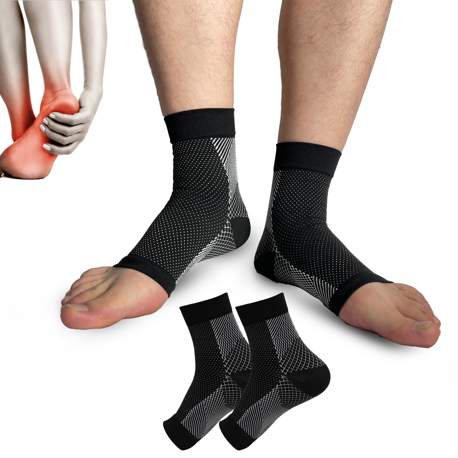 Neuropathy Relief Socks - 20-30 mmHg Compression Ankle Sleeves for Plantar Fasciitis, Diabetic Foot Pain & Nerve Pain - Breathable Support Brace for Men & Women - Perfect for Daily Wear, Sports & Recovery