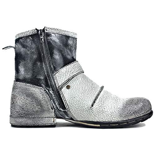 OSSTONE Men's Fashion Leather Chukka Boots with Zipper - Casual Motorcycle Shoes OS-5008-1-ABNH - Perfect for Riding, Daily Wear & Outdoor Activities