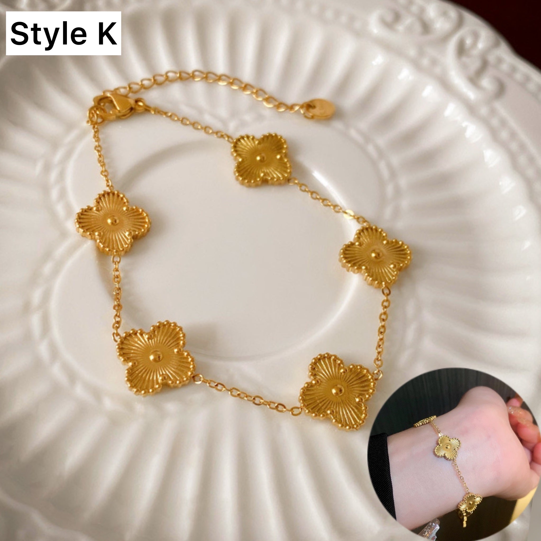 14K Gold Lucky Pink Clover Charm Bracelet for Women - Elegant Four Leaf Clover Jewelry Gift for Birthday, Anniversary & Good Luck | Perfect for St. Patrick's Day, Everyday Wear & Special Occasions