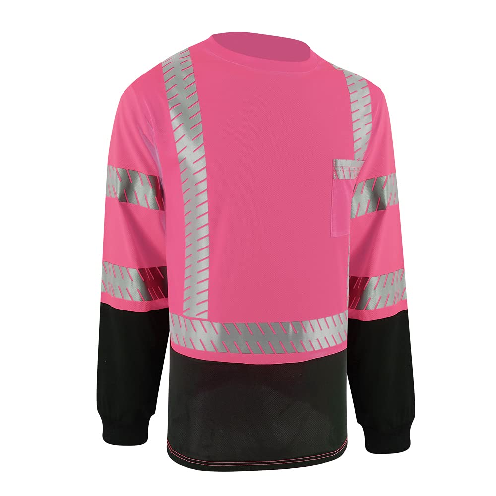ANSI Class 3 High Visibility Safety Shirts with Reflective Strips - Black Construction Work Shirts for Men | OSHA Compliant Hi-Vis Shirts for Road Work, Night Shifts & Hazardous Job Sites