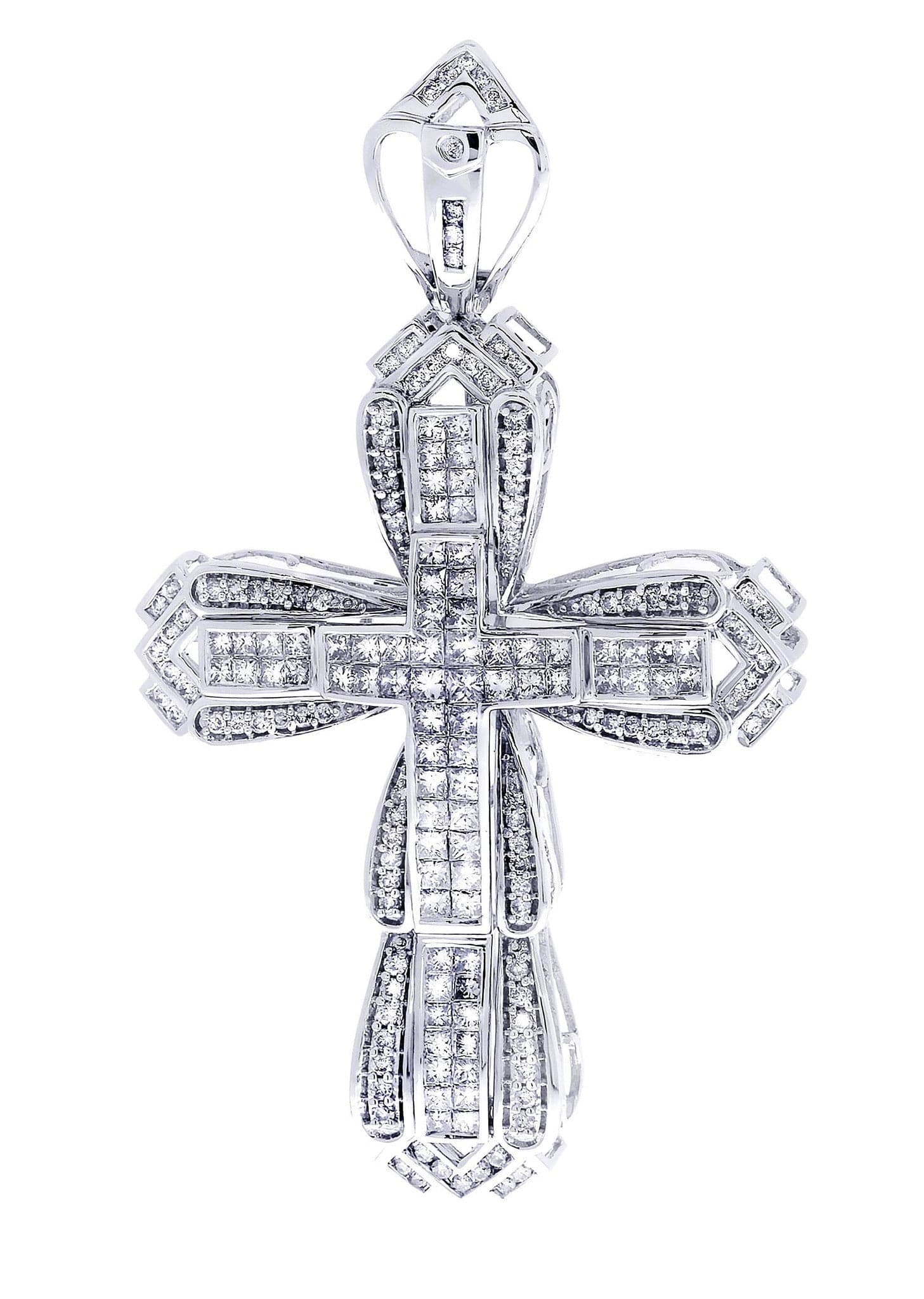 4.36 Carat Diamond Cross Pendant Necklace - 19.59 Grams Solid Gold Religious Jewelry for Women - Perfect for Baptism, First Communion & Easter Gifts