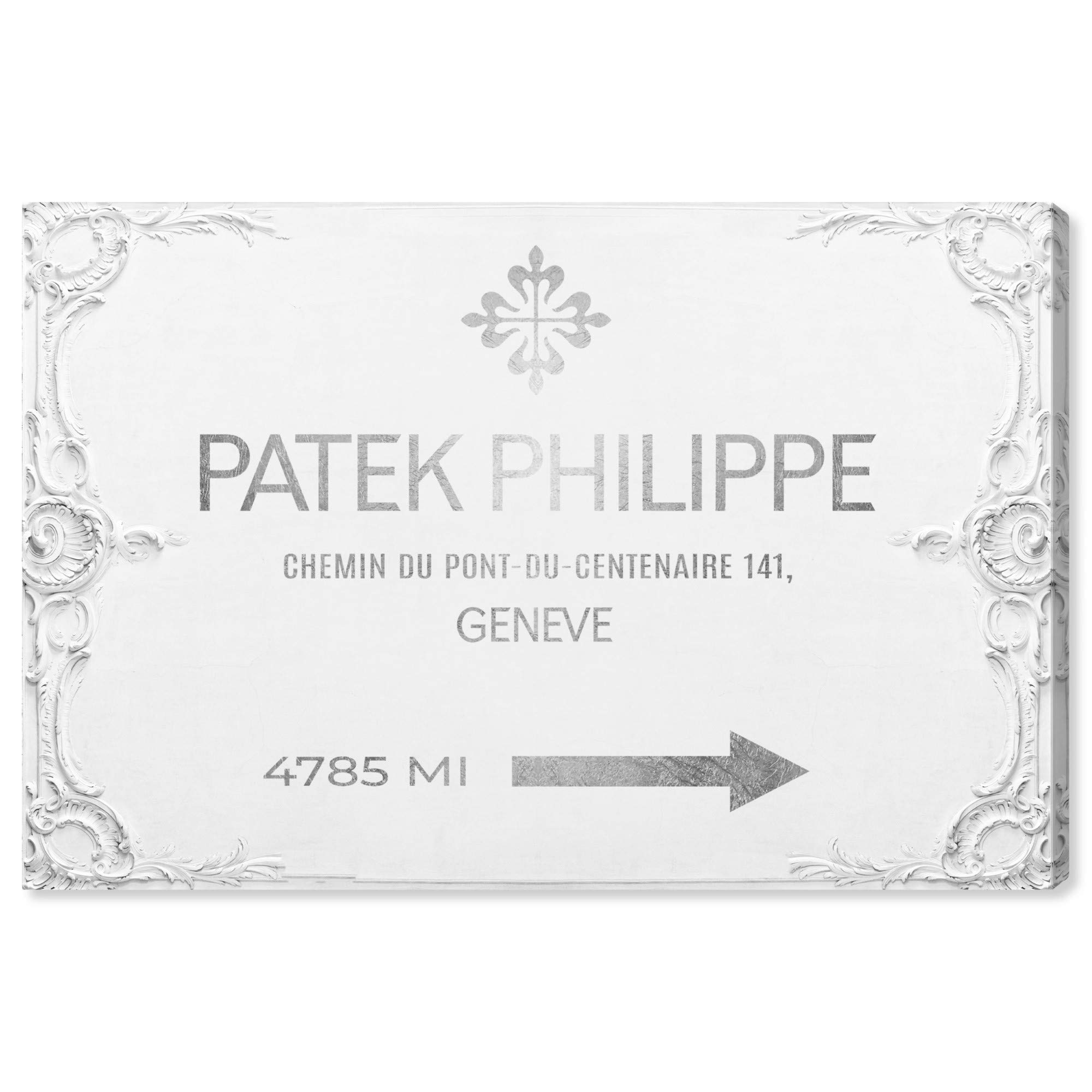 Oliver Gal Artist Co. Fashion & Glam Wall Art Canvas Print - Geneva Watches Road Signs Home Decor, 30x20 Inches, Gray & White - Perfect for Living Room, Bedroom & Office Wall Decor