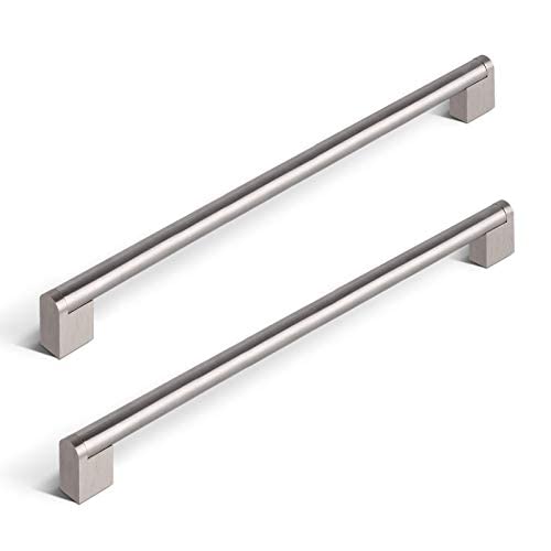 100 Pack 10 Inch Satin Nickel Cabinet Handles - Euro Style Drawer Pulls, Stainless Steel Kitchen Cupboard Handles & Knobs for Modern Cabinets, Dressers, and Furniture Hardware Upgrade