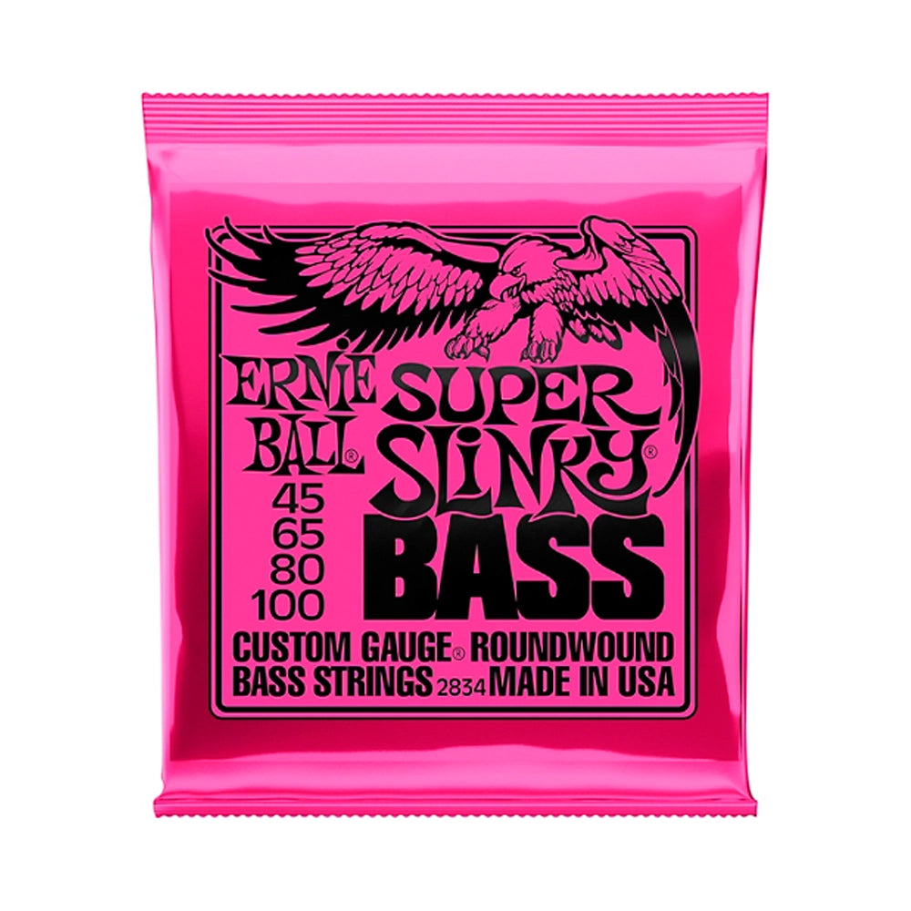 Ernie Ball 2834 Super Slinky Roundwound Bass Strings - 4-String Nickel Plated Steel for Electric Bass Guitar - Perfect for Rock, Jazz & Studio Recording