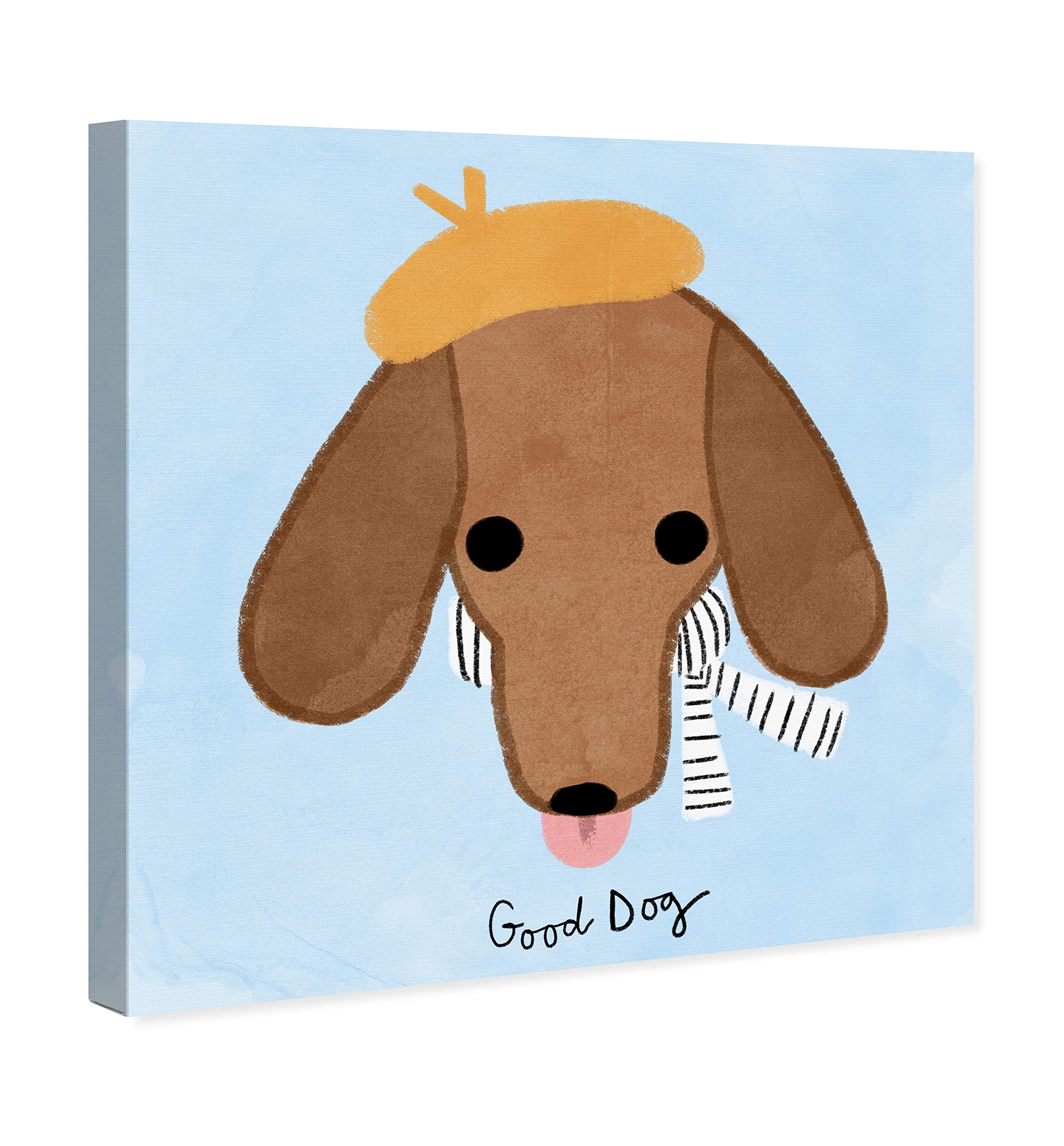 Oliver Gal Artist Co. 'Good Dachshund' Animal Wall Art Canvas Print - 30x30 Inches Brown & Blue Modern Home Decor - Perfect for Living Room, Bedroom, or Office Wall Decoration