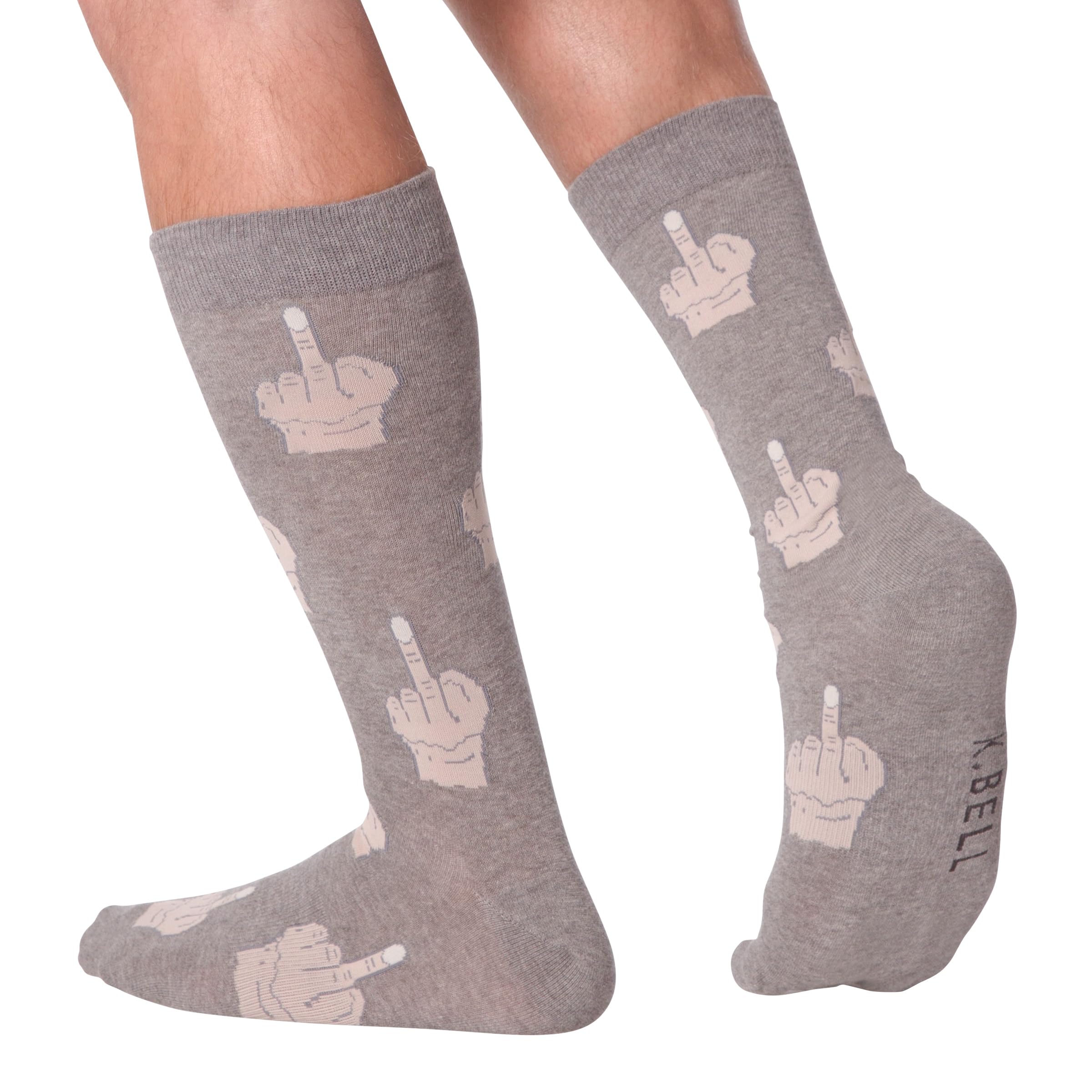 K. Bell Men's Fun Conversation Starter Crew Socks - 1 Pair - Cool & Funny Pop Culture Gifts for Him - Perfect for Christmas, Birthday Gifts & Casual Wear