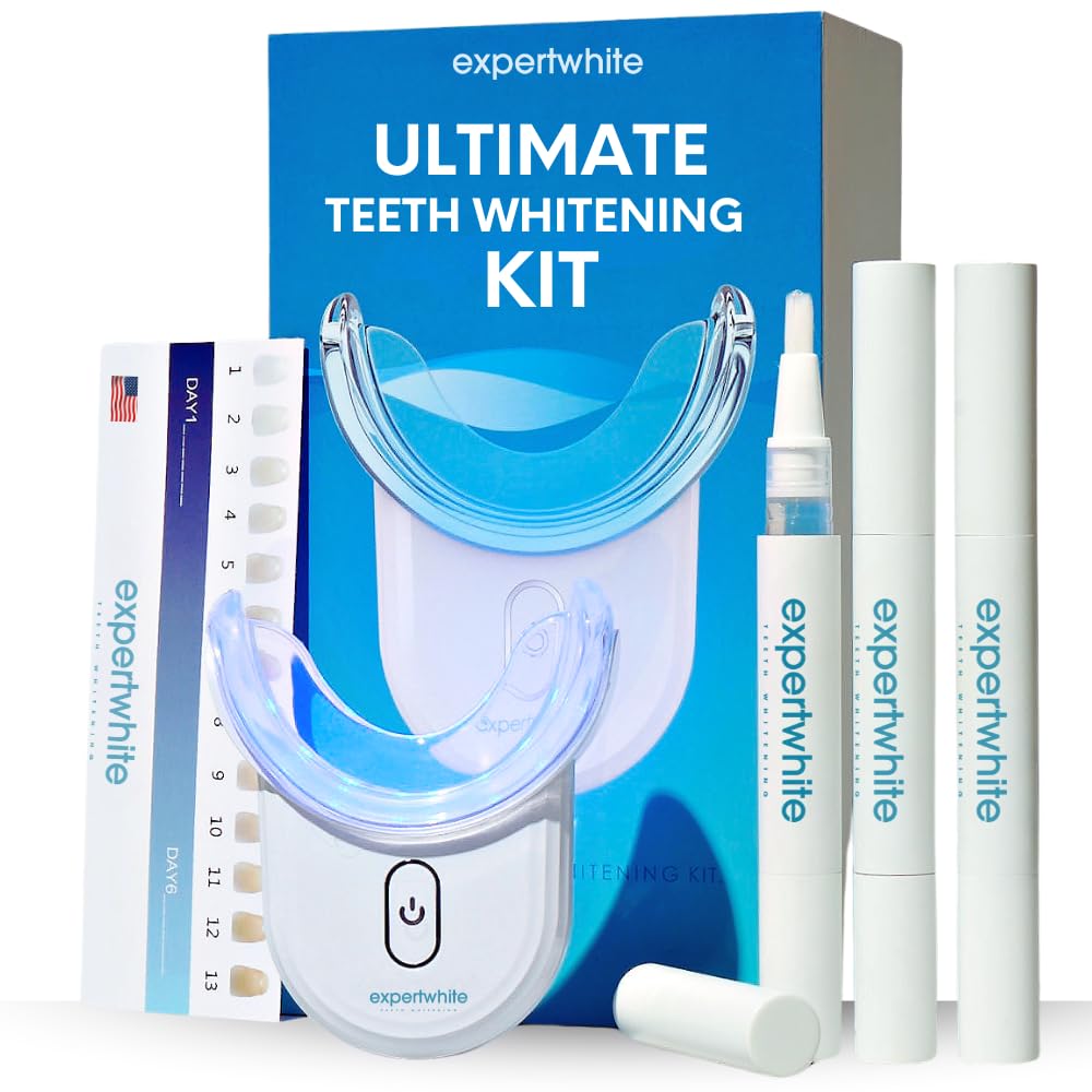 Professional Teeth Whitening Kit with 32x LED Accelerator Light - Dentist-Recommended Whitening Gel Pens for Sensitive Teeth | Enamel-Safe, Fast Results | Includes Mouth Tray & UV Light | Perfect for Home Use, Gifts, and Special Occasions