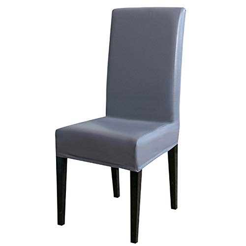Premium PU Leather Chair Covers - Waterproof Dining Seat Protectors for Home, Hotel & Banquet (Grey, Universal Size) - Durable & Stylish Furniture Protection for Everyday Use & Special Events