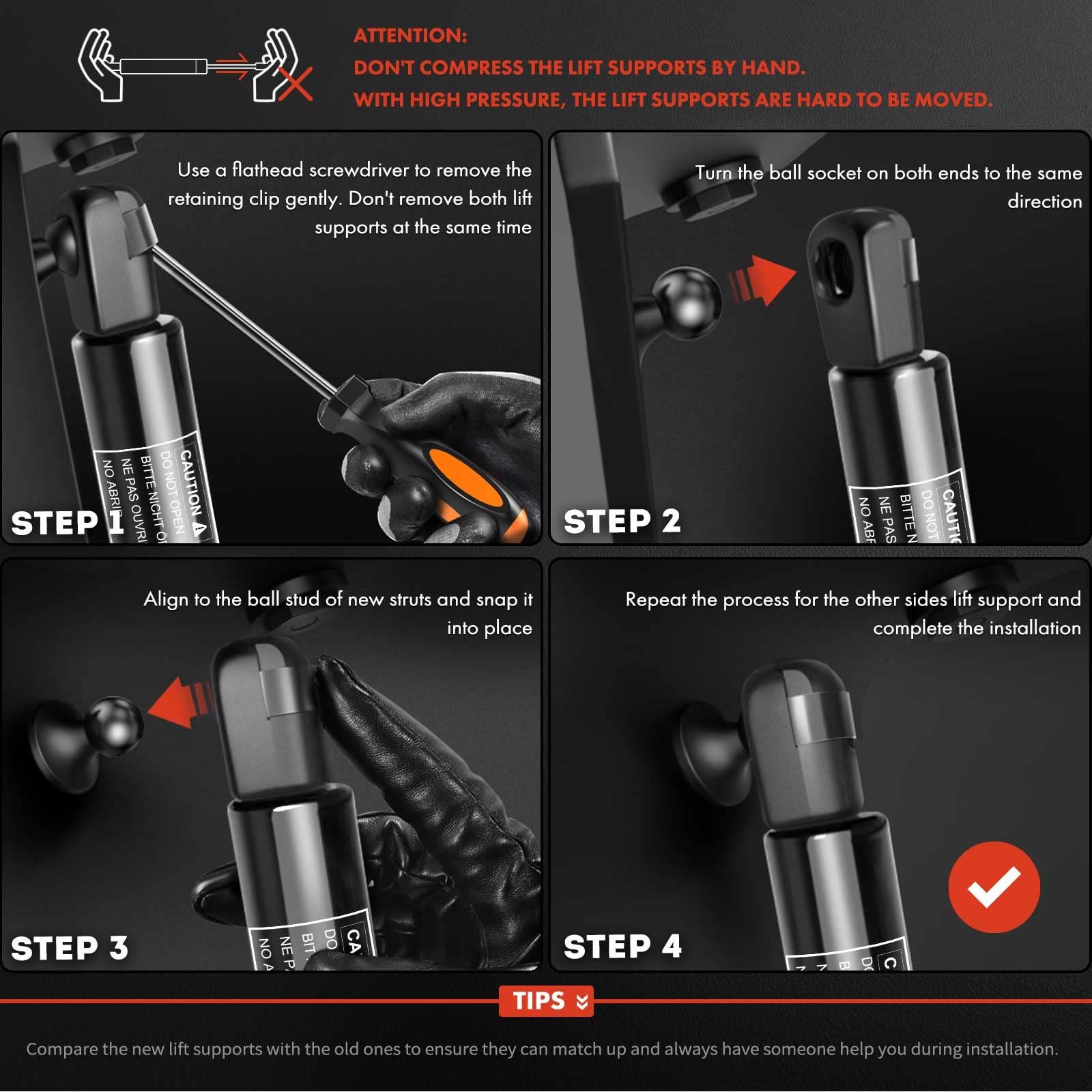 Premium Hood Lift Supports for Mini R50 R52 R53 Cooper 2002-2006 - Easy DIY Installation