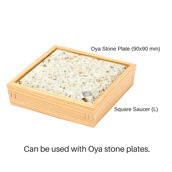 Handcrafted Japanese Cedar Square Saucer - Miranda Style Omoeraku for Sushi, Tea Ceremony & Home Decor