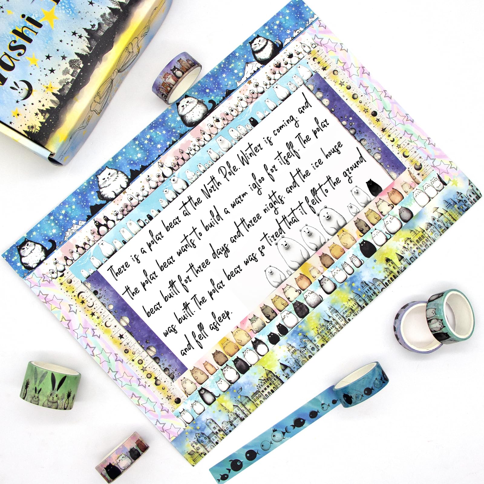 24 Rolls Kawaii Animal Washi Tape Set - Cute Decorative Tape for Scrapbooking, Bullet Journal, Junk Journal & Kids Crafts - Perfect for DIY Projects, Gift Wrapping & School Art Activities