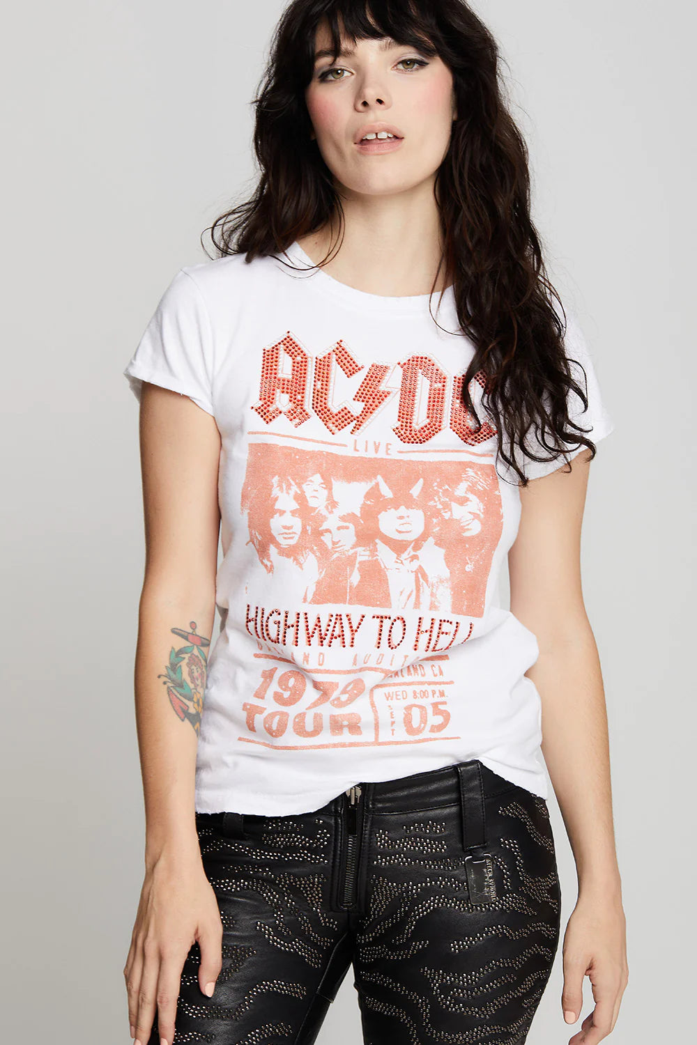 AC/DC 1979 Vintage Crystal Graphic T-Shirt - White | Classic Rock Band Merchandise for Concerts & Casual Wear