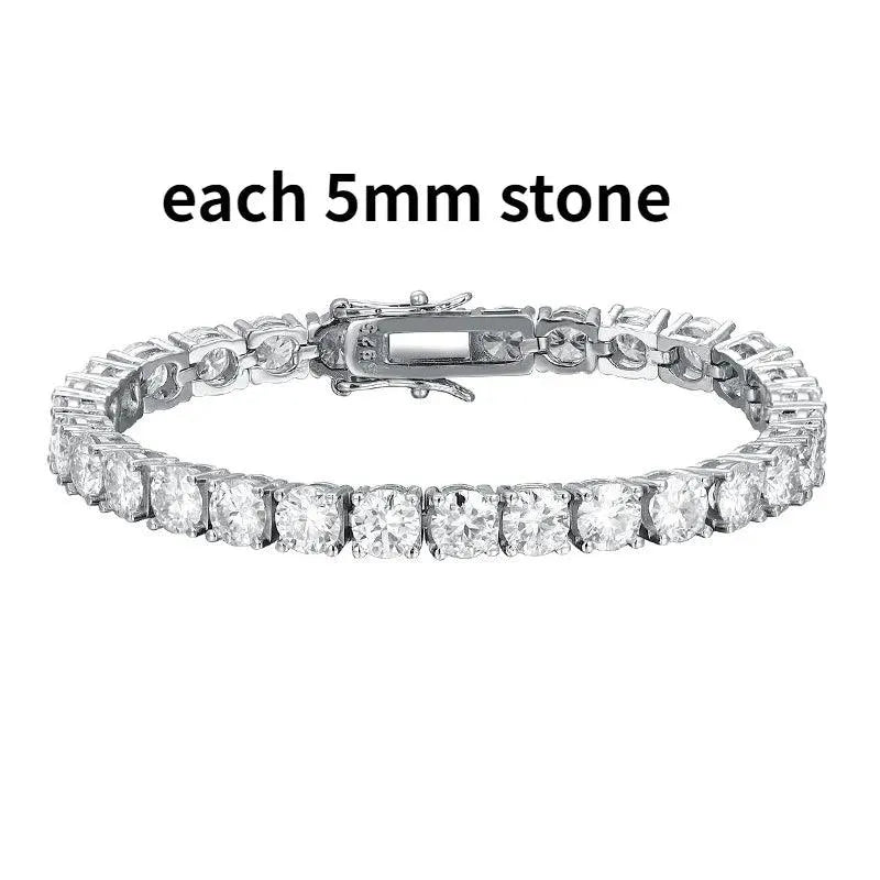 6.5mm Genuine Moissanite Tennis Bracelet for Women - 925 Sterling Silver Platinum Plated Wedding Jewelry - Perfect Christmas Gift, Anniversary Present & Special Occasion Accessory