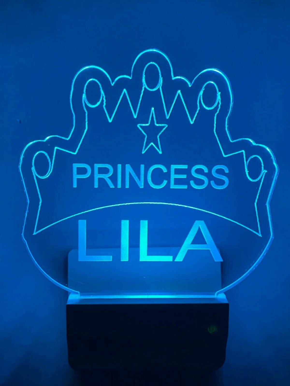 Personalized LED Night Light with Multi-Color Options - Ultra-Slim Touch Control, Dusk to Dawn Sensor, Perfect for Kids' Bedroom, Nursery, Bathroom & Hallway - Ideal Christmas/Birthday Gift (Princess Crown Design)