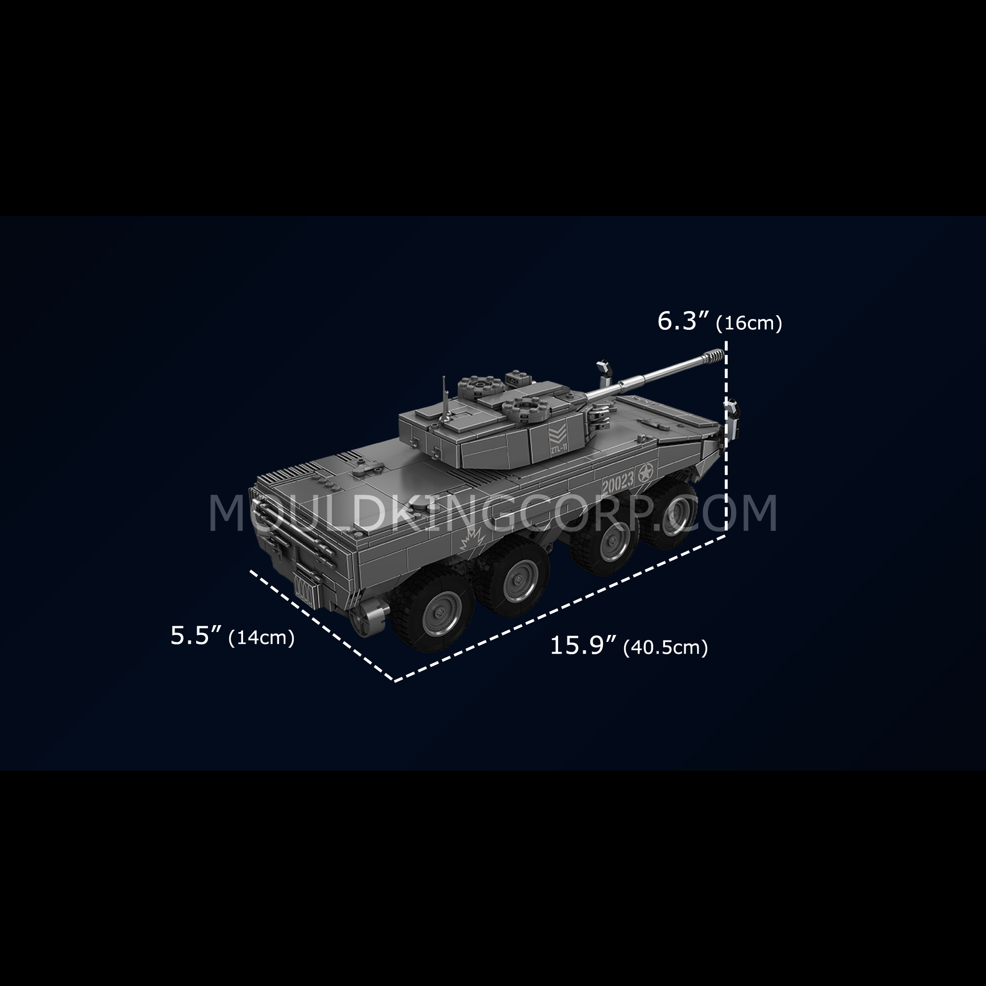 Mould King 20023 ZTL 11 Wheeled Assault Vehicle Building Blocks Set - 1,293 Pieces Military Model Kit for Adults & Teens | Perfect for Collectors, Display & Creative Play