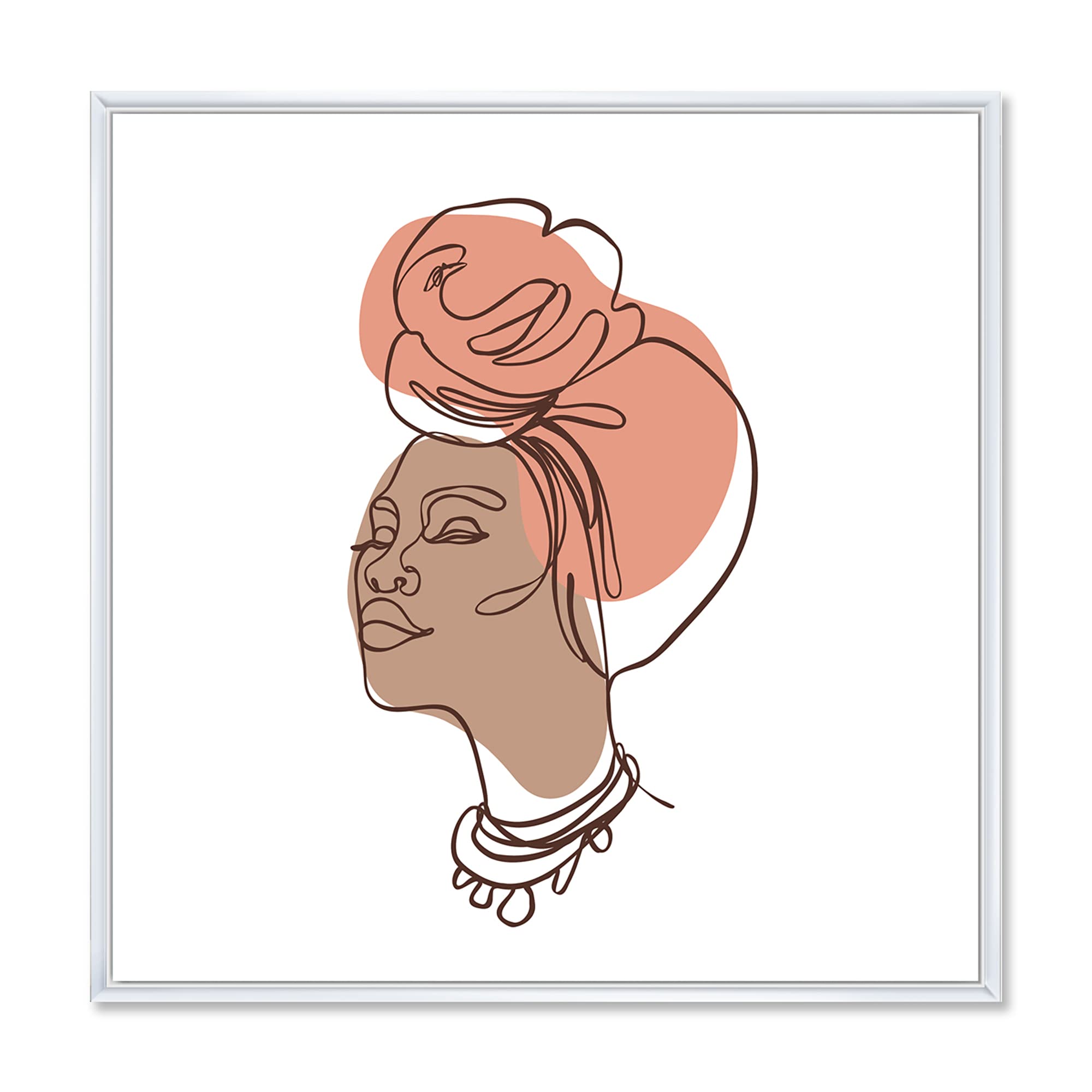 One Line Portrait of African American Woman IV - Modern Framed Canvas Wall Art Print for Living Room, Bedroom & Office Decor | DesignQ