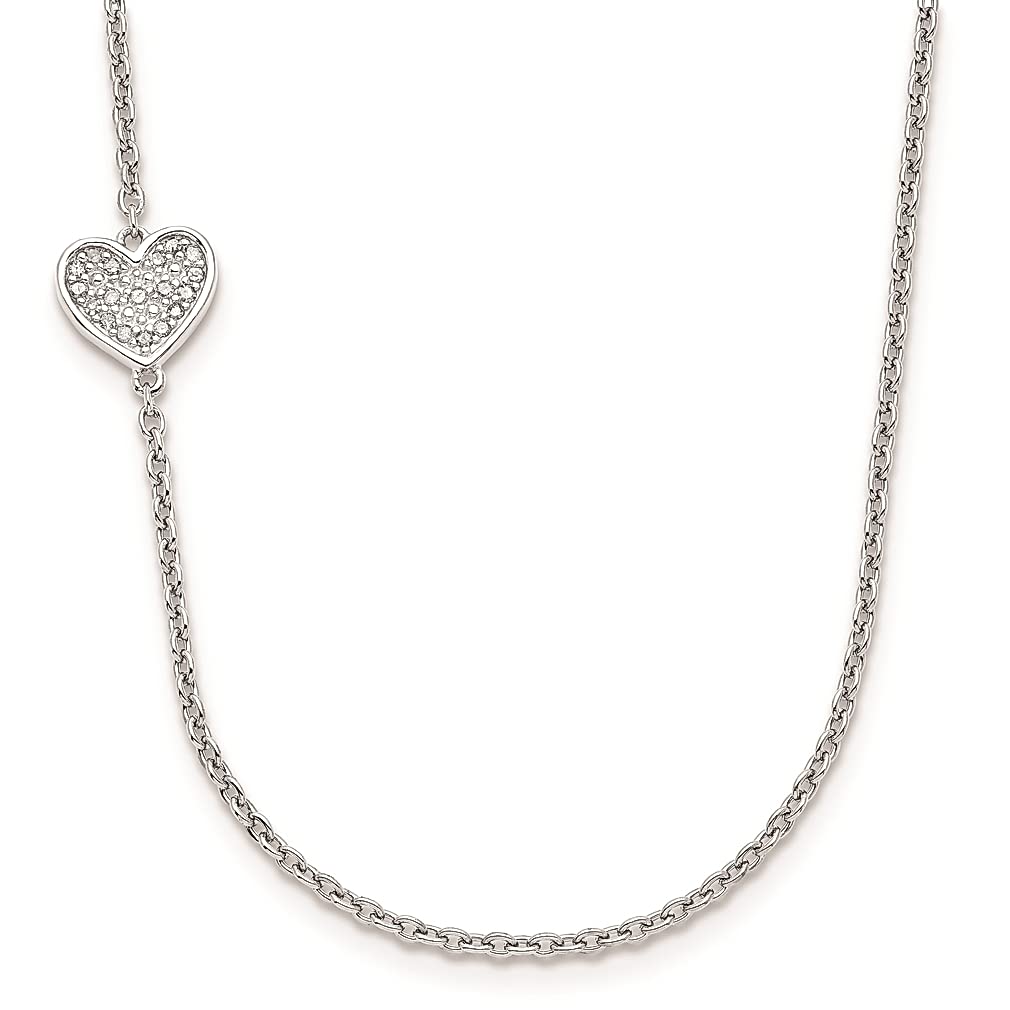 925 Sterling Silver Diamond Heart Pendant Necklace for Women - Elegant Love Charm Jewelry Gift for Her - Perfect for Valentine's Day, Anniversary & Romantic Occasions