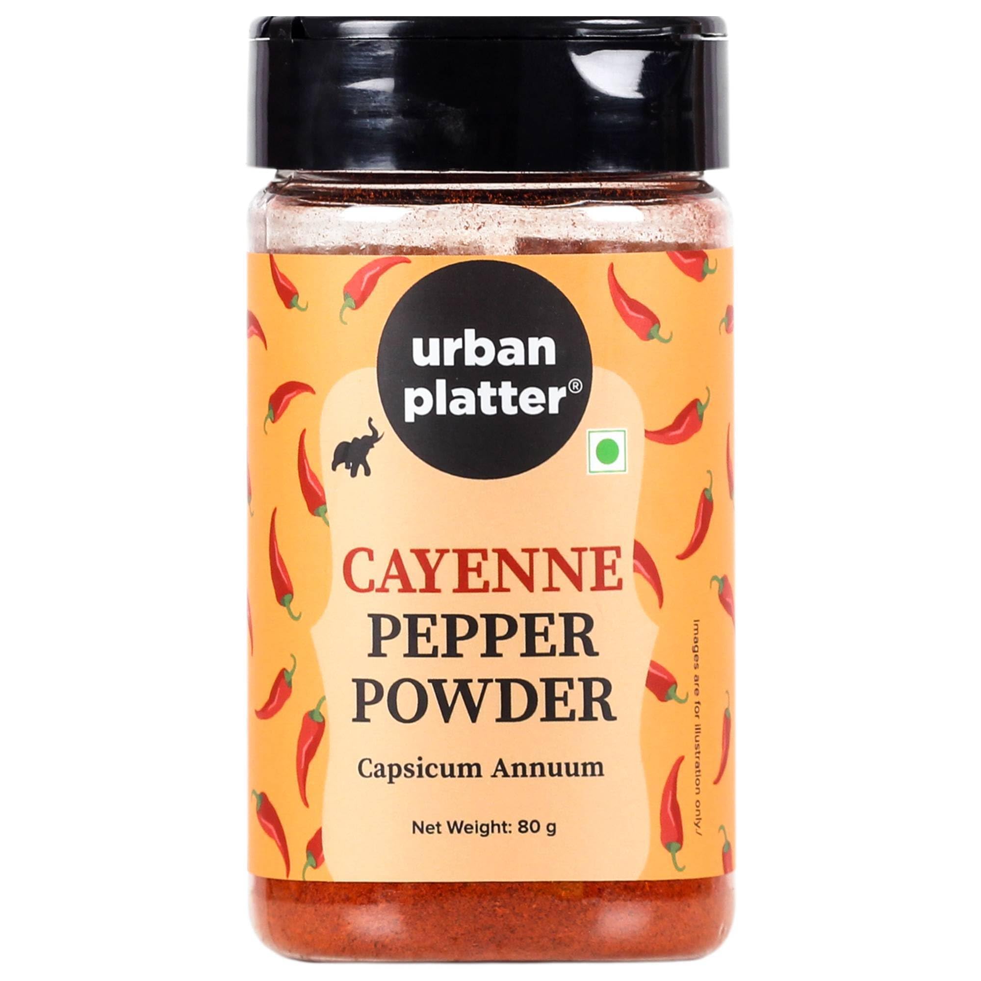 Urban Platter Cayenne Pepper Powder - 80g / 2.9oz Shaker Jar | Pure Capsicum Annum Spice | Hot & Spicy Chili Seasoning | Perfect for Cooking, Grilling & Spicing Up Dishes
