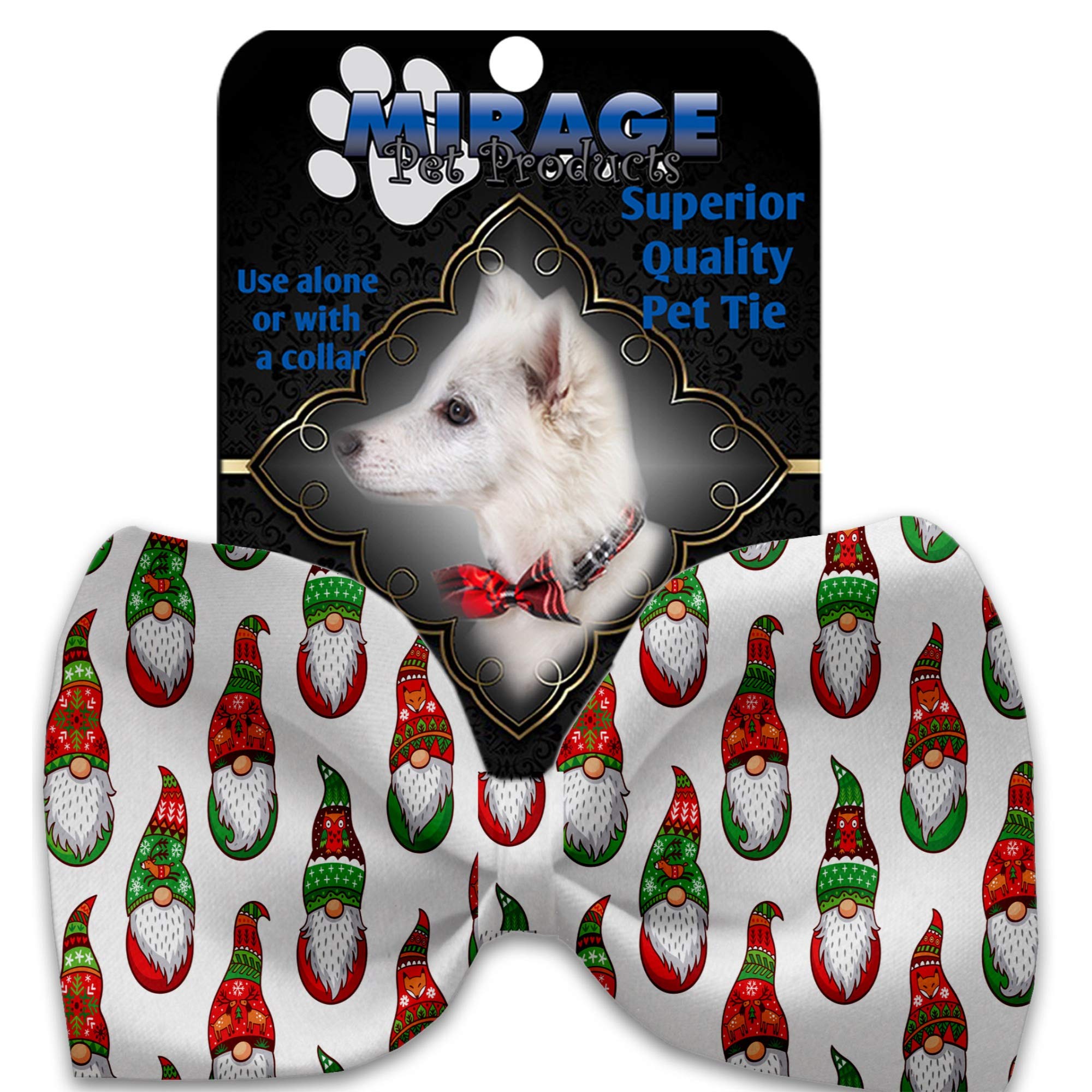Santa Gnomes Pet Bow Tie Collar Accessory with Velcro - Festive Christmas Dog Cat Costume for Holiday Parties & Photo Shoots