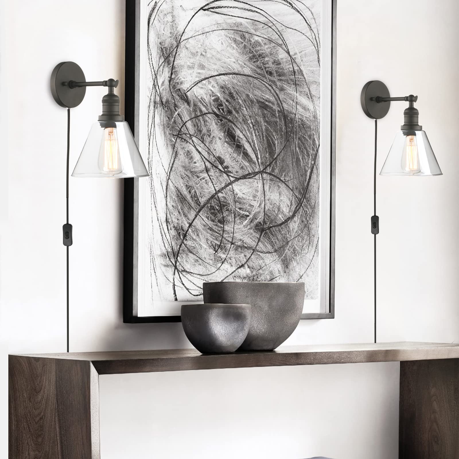 Phansthy Industrial Wall Sconce Light with Switch - 7.1