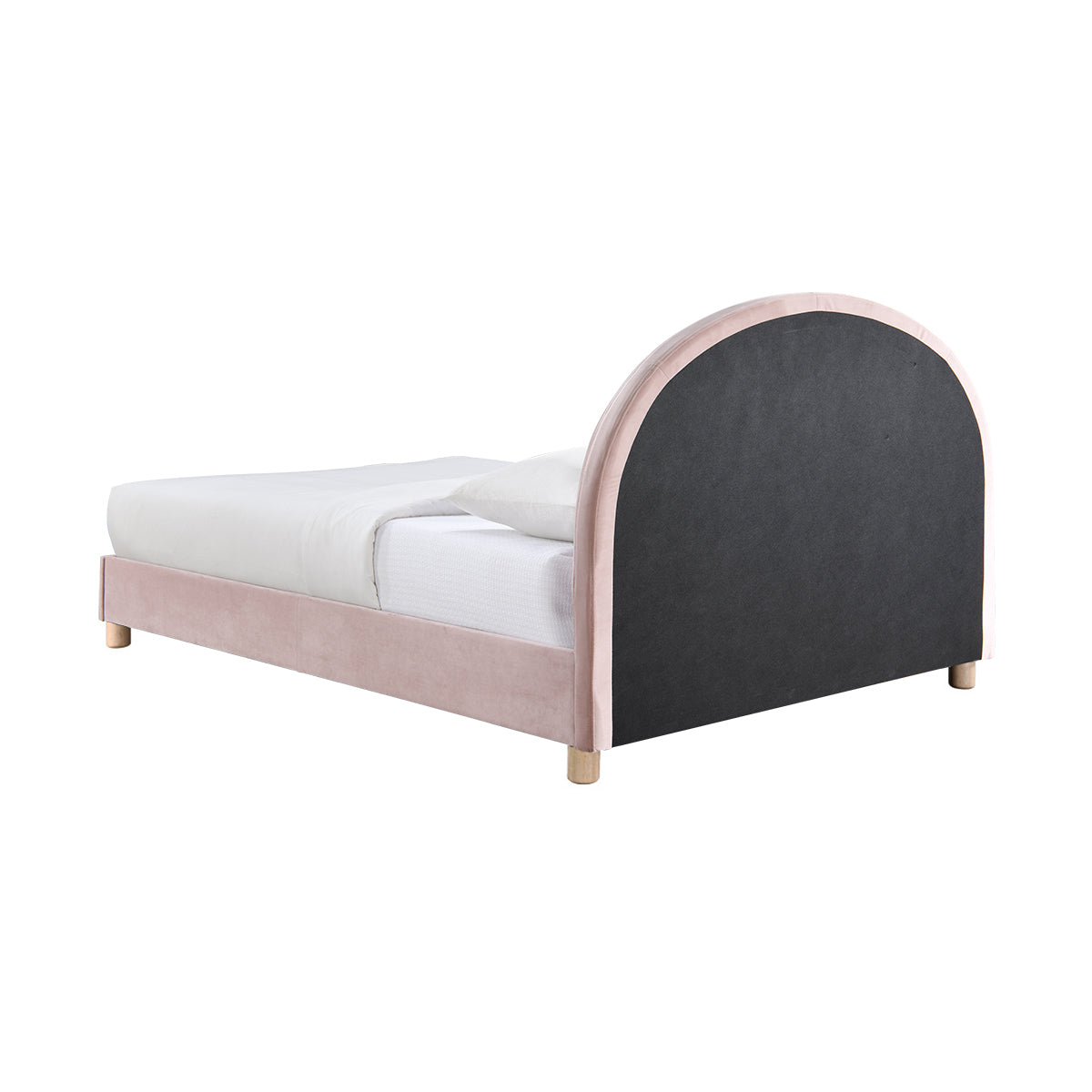 Archie Velvet Double Bed Frame - Blush Pink Upholstered Platform Bed with Wooden Legs for Modern Bedroom Decor | Perfect for Master Bedroom, Guest Room & Apartment