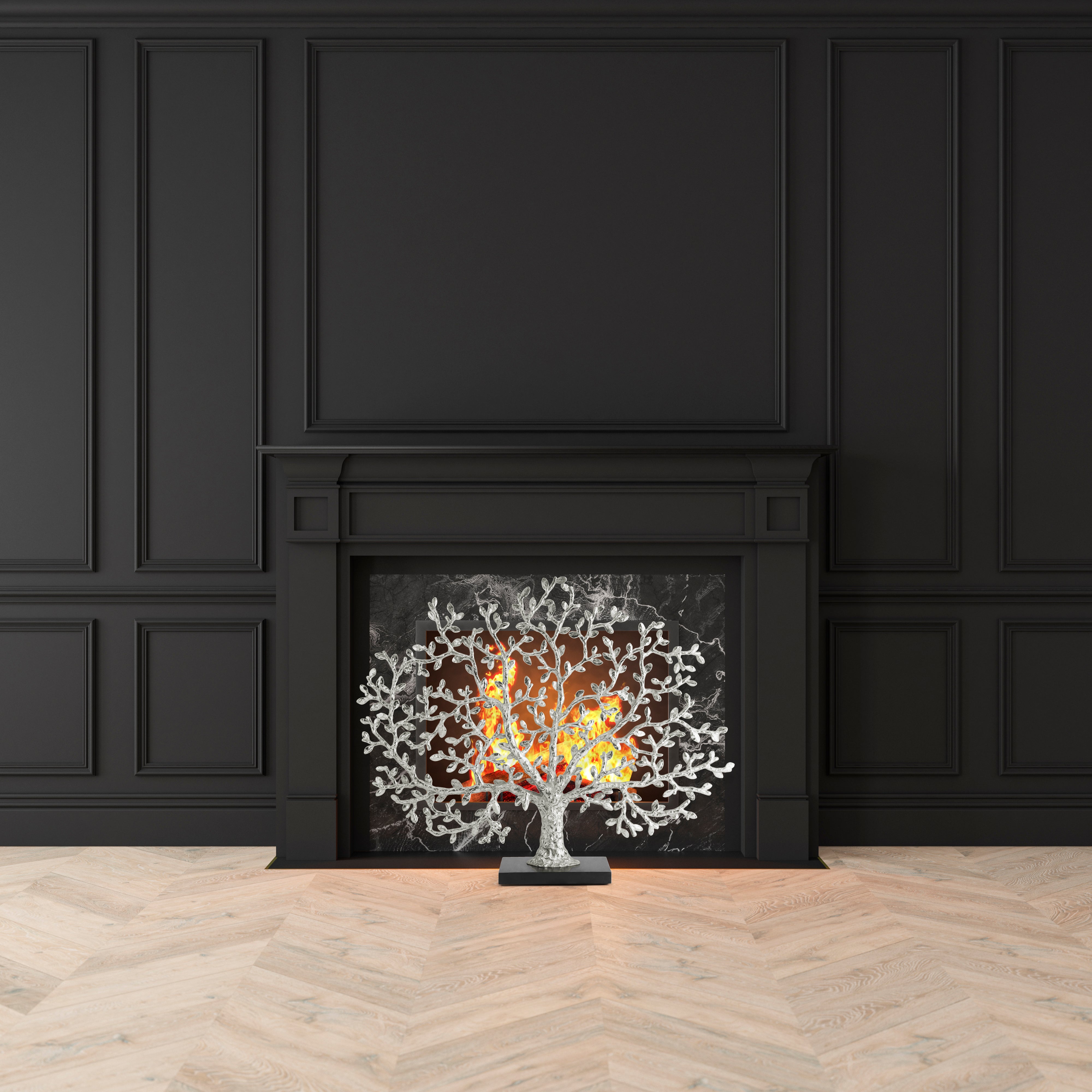 Tree of Life Decorative Fireplace Screen - Handcrafted Wrought Iron Fireplace Cover for Home Decor - Perfect for Living Rooms, Bedrooms & Holiday Decorations