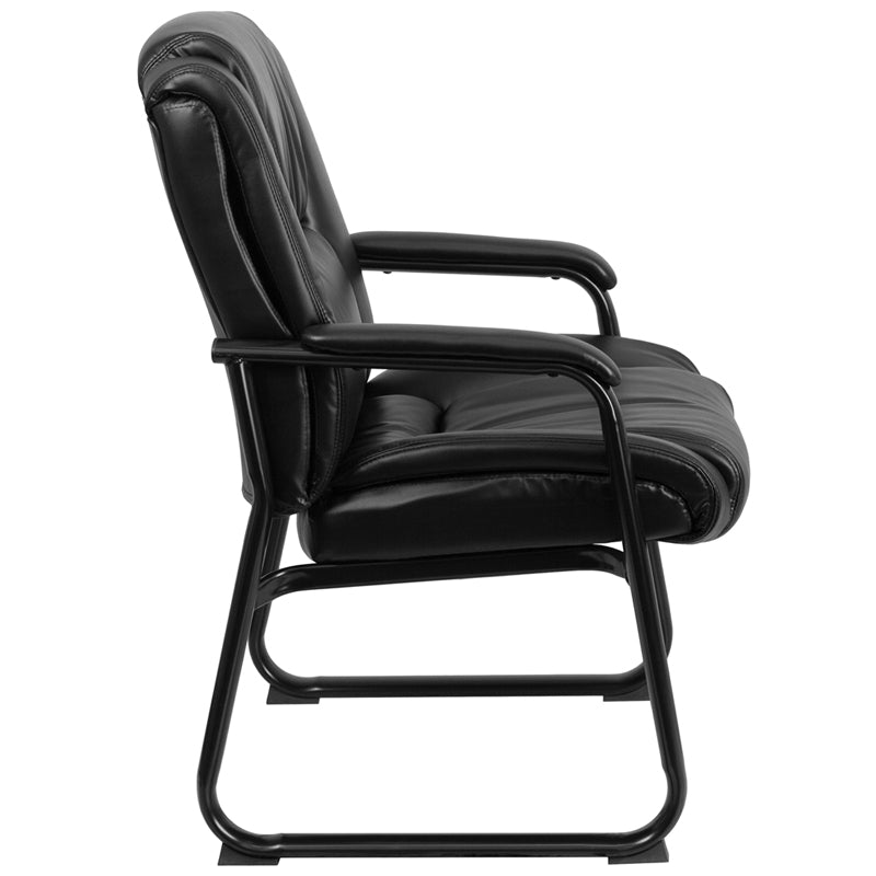 Premium Black Leather Side Chairs for Reception - Heavy Duty 500 lb Capacity - Perfect for Office Waiting Areas, Hotel Lobbies, and Conference Rooms