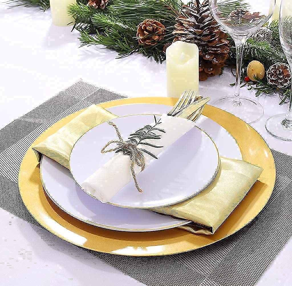 Premium Gold Plastic Plates & Silverware Set - 7.5inch & 10.25inch Nervure 100CPS Plates with 300CPS Gold Plastic Cutlery - Elegant Disposable Tableware for Parties, Weddings, and Special Events