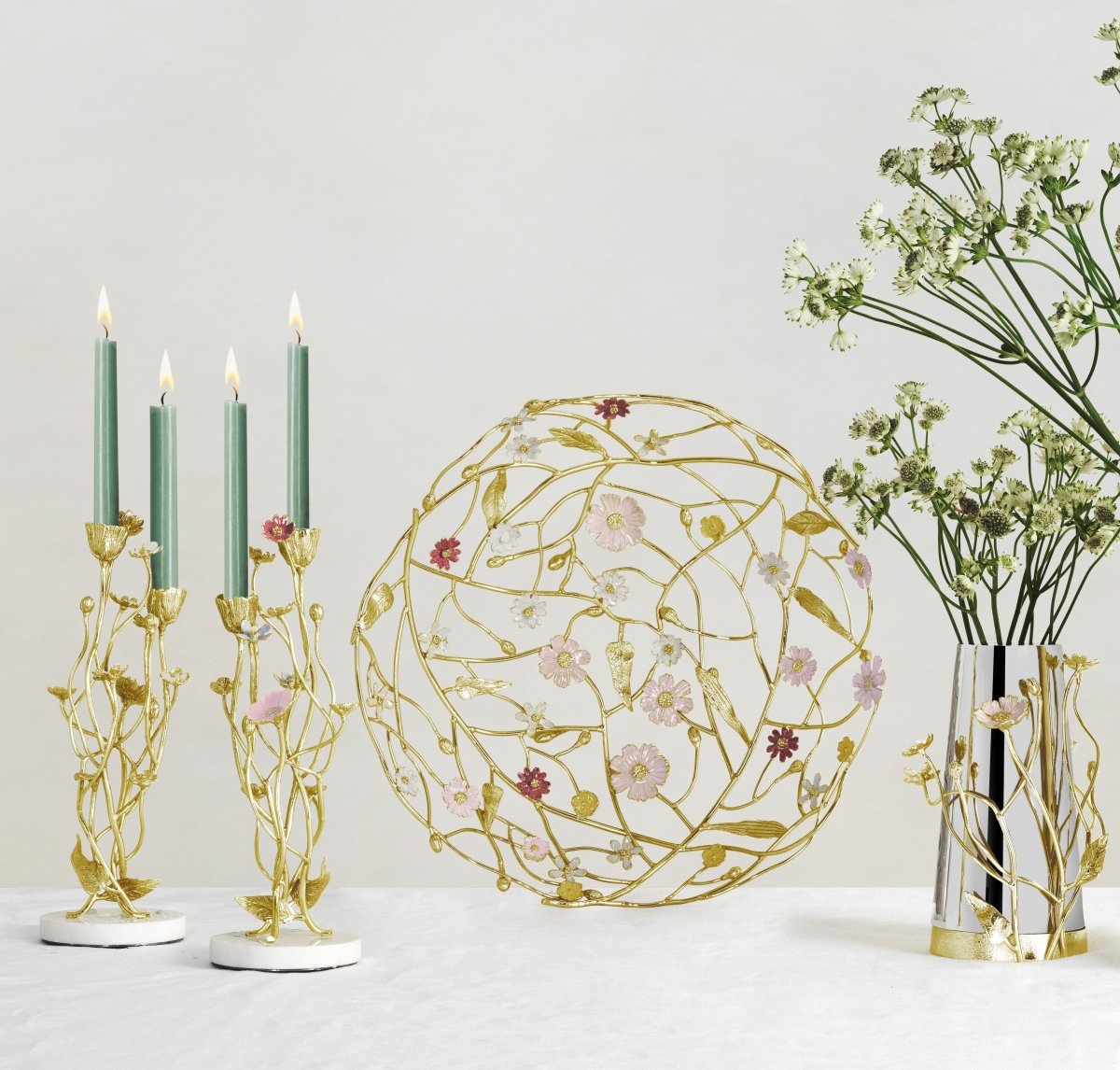 Wildflowers Candle Holders Set of 2 - Elegant Glass Votive Candle Holders for Wedding Centerpieces, Home Decor, and Romantic Ambiance