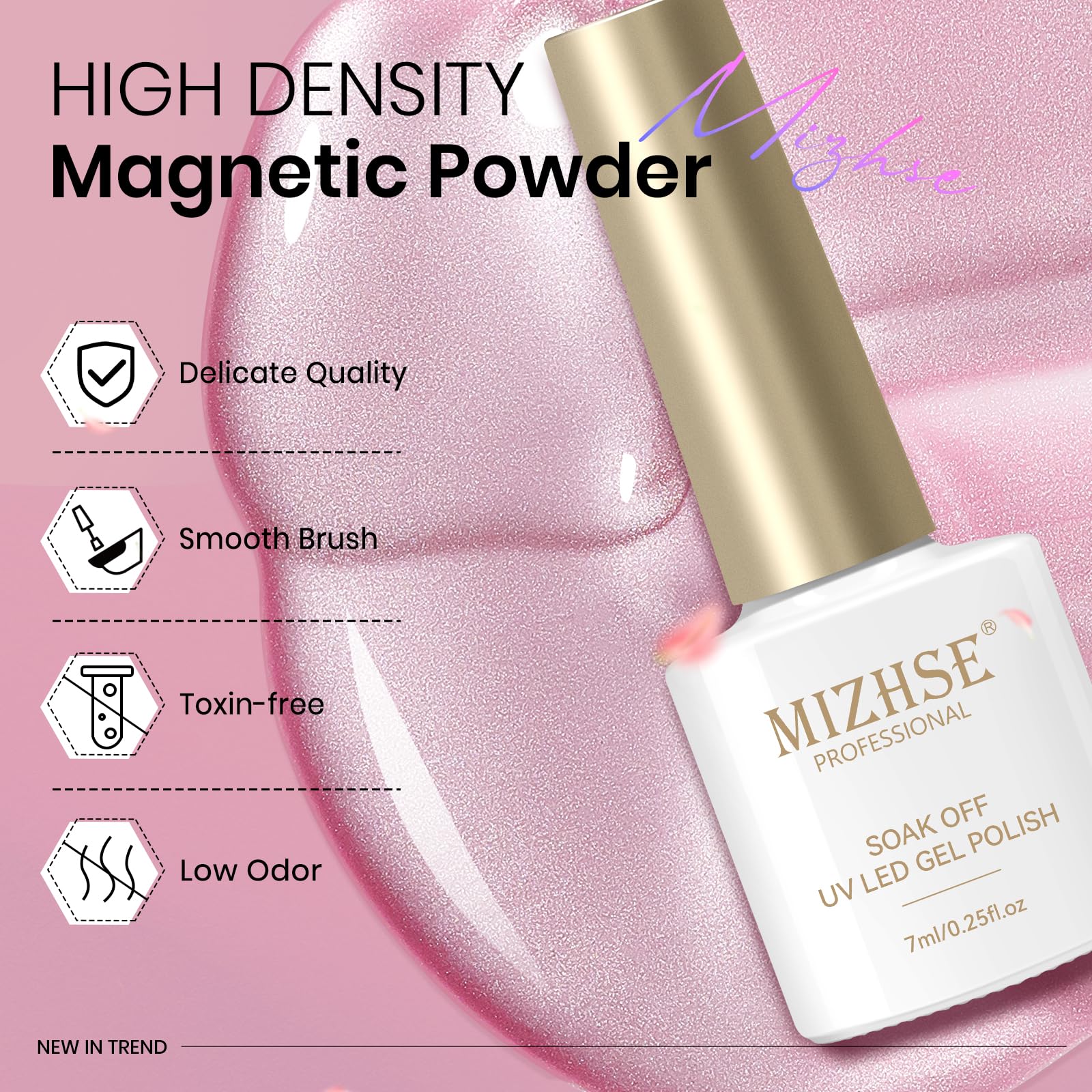 MIZHSE Cat Eye Gel Nail Polish Set - 6 Colors (Moonlight, Crystal Silver, Champagne, Pink, Green, Blue, Purple) with Magnet Stick | Magnetic French Manicure Kit | Gift for Nail Art Lovers | Perfect for Parties, Weddings & Special Occasions