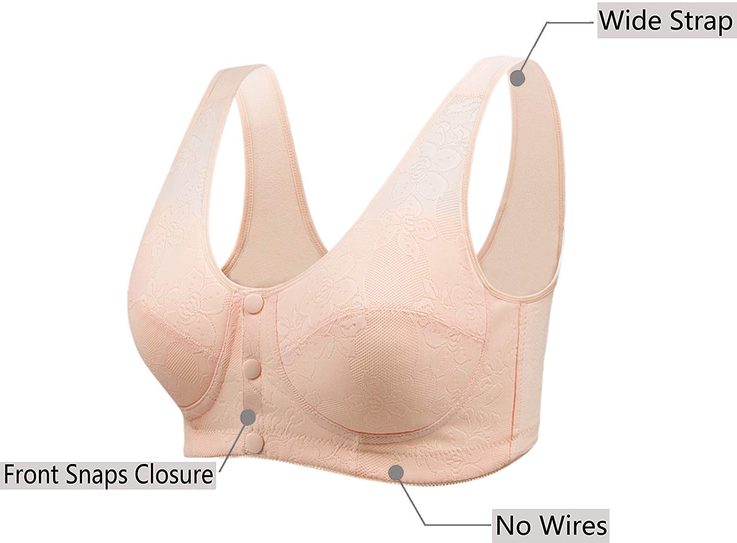 1/2/3 Pack Women's Comfortable Front Closure Wireless Bras - Soft Cotton Lace Bralette for Everyday Wear | Perfect for Yoga, Sleeping & Lounge Wear