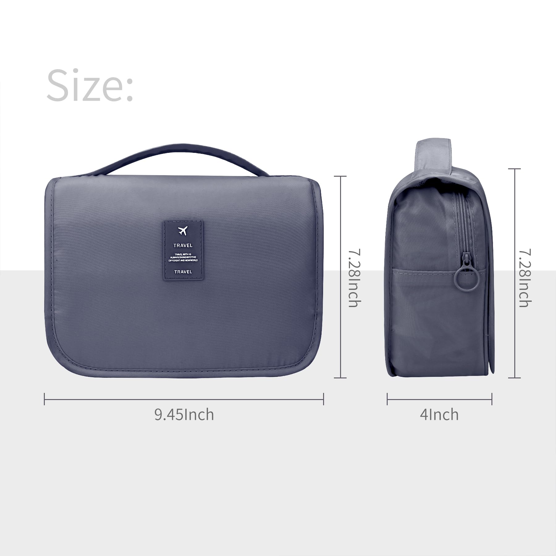 Large Waterproof Hanging Toiletry Bag for Travel - Spacious Cosmetic Organizer with Hook for Men & Women, Perfect for Brushes & Bathroom Essentials (Grey) | Ideal for Airplane Trips, Gym Showers & Weekend Getaways