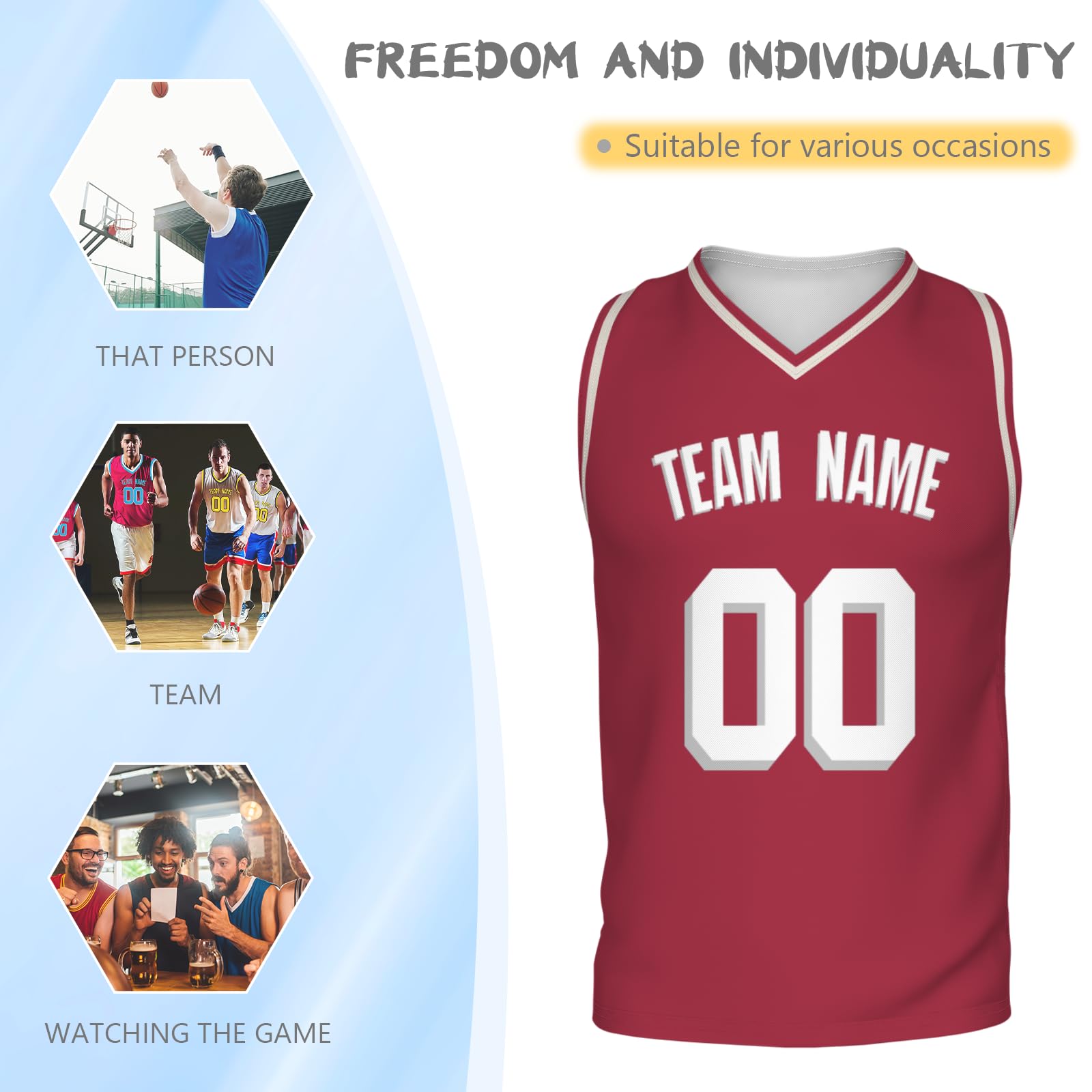 Custom Basketball Jerseys for Men & Women - Personalized Printed Name & Number - Team Sports Uniforms for Basketball Games, Tournaments & Fan Apparel