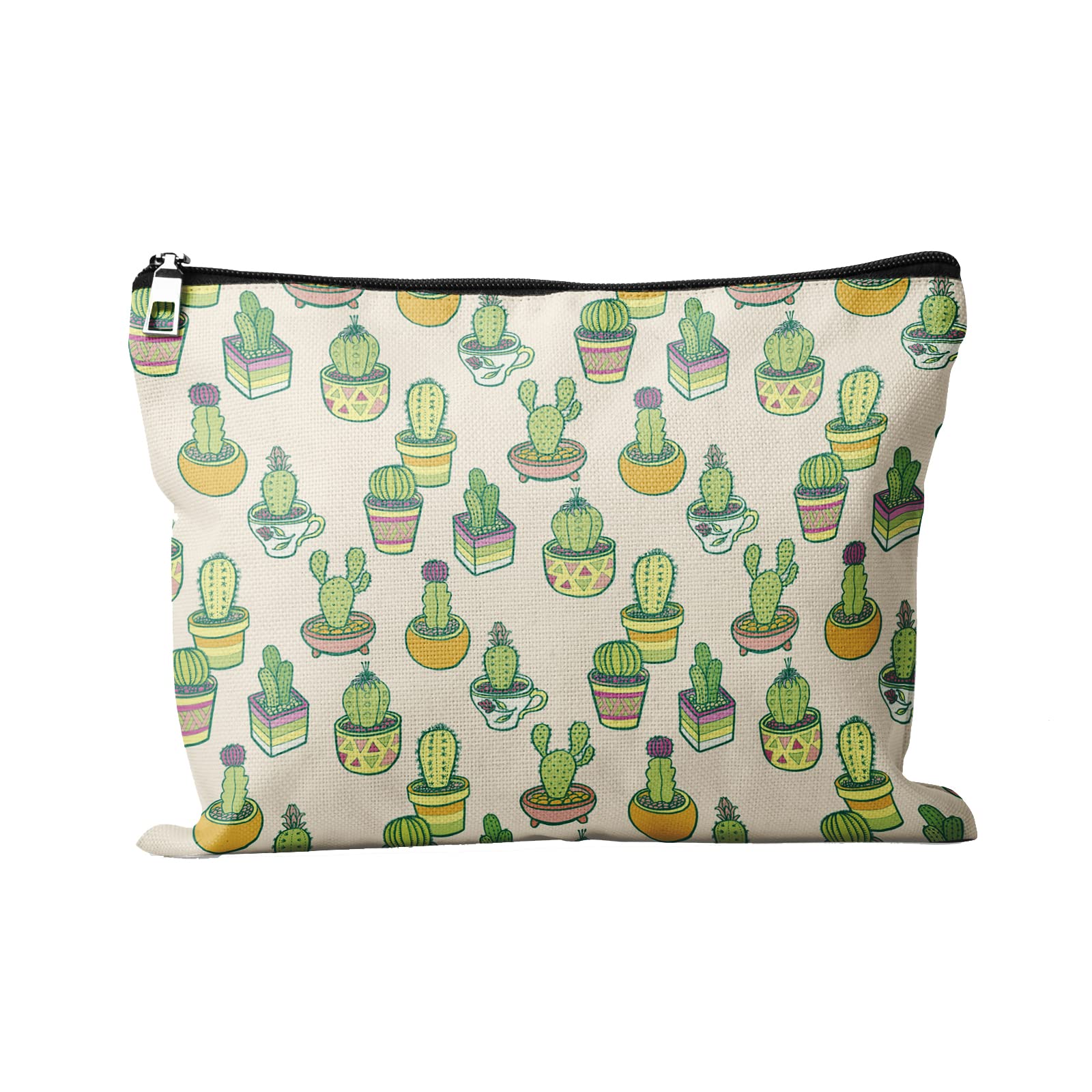 Waterproof Cactus Flower Cosmetic Bag for Women - Travel Makeup Organizer with Succulent Design, Toiletry Pouch for Beauty Gadgets & Essentials | Perfect Gift for Her, Ideal for Vacation, Gym & Daily Use