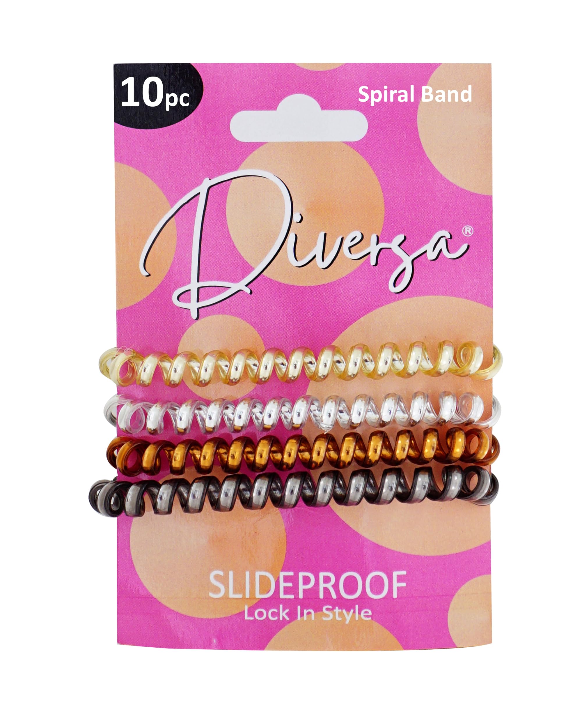 DIVERSA Spiral Hair Ties - Colorful Elastic Rubber Band Hair Ropes for Women & Girls (5 Pack, Multicolor) | Perfect for Braids, Ponytails & Everyday Hairstyles