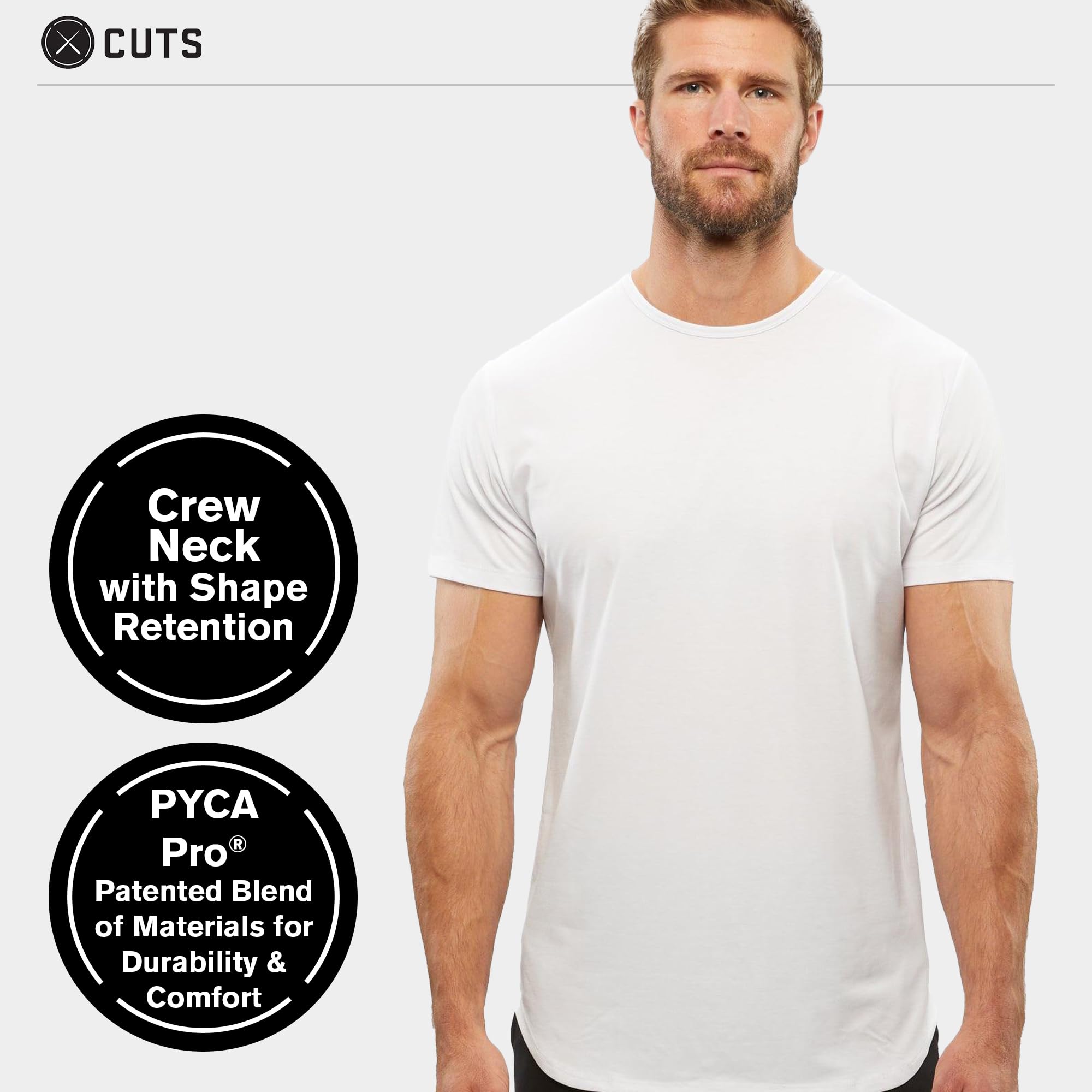 Premium Men's AO Crew Neck Casual Short Sleeve T-Shirt | Classic Elongated Hem | Soft PYCA Pro Fabric | Perfect for Everyday Wear, Gym & Street Fashion