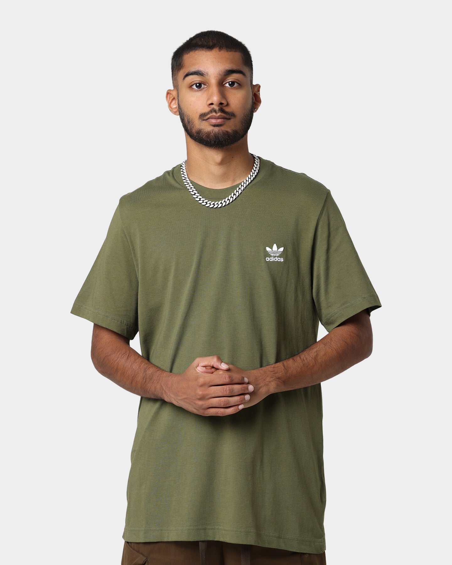 Adidas Essential T-Shirt for Men - Soft Cotton Comfort Fit Olive Green Tee - Perfect for Gym, Running & Casual Wear