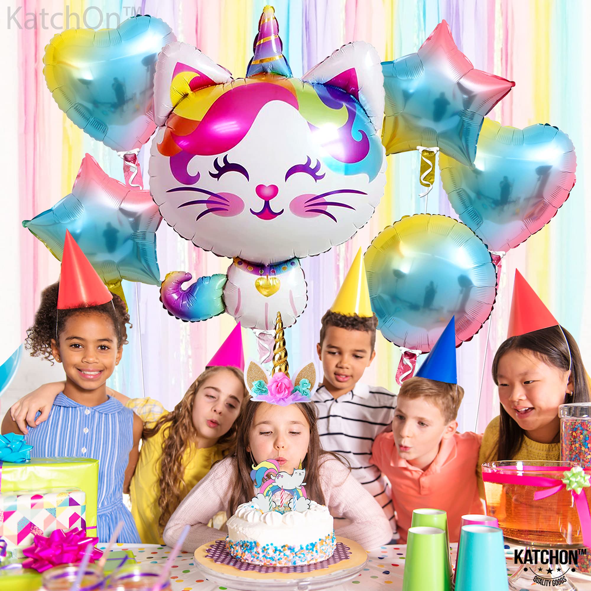 KatchOn Big Cute Caticorn Balloons - 36 Inch Pack of 6 | Kittycorn Party Decorations for Birthday, Baby Shower & Bridal Showers | Cat Unicorn Balloon Arch Supplies