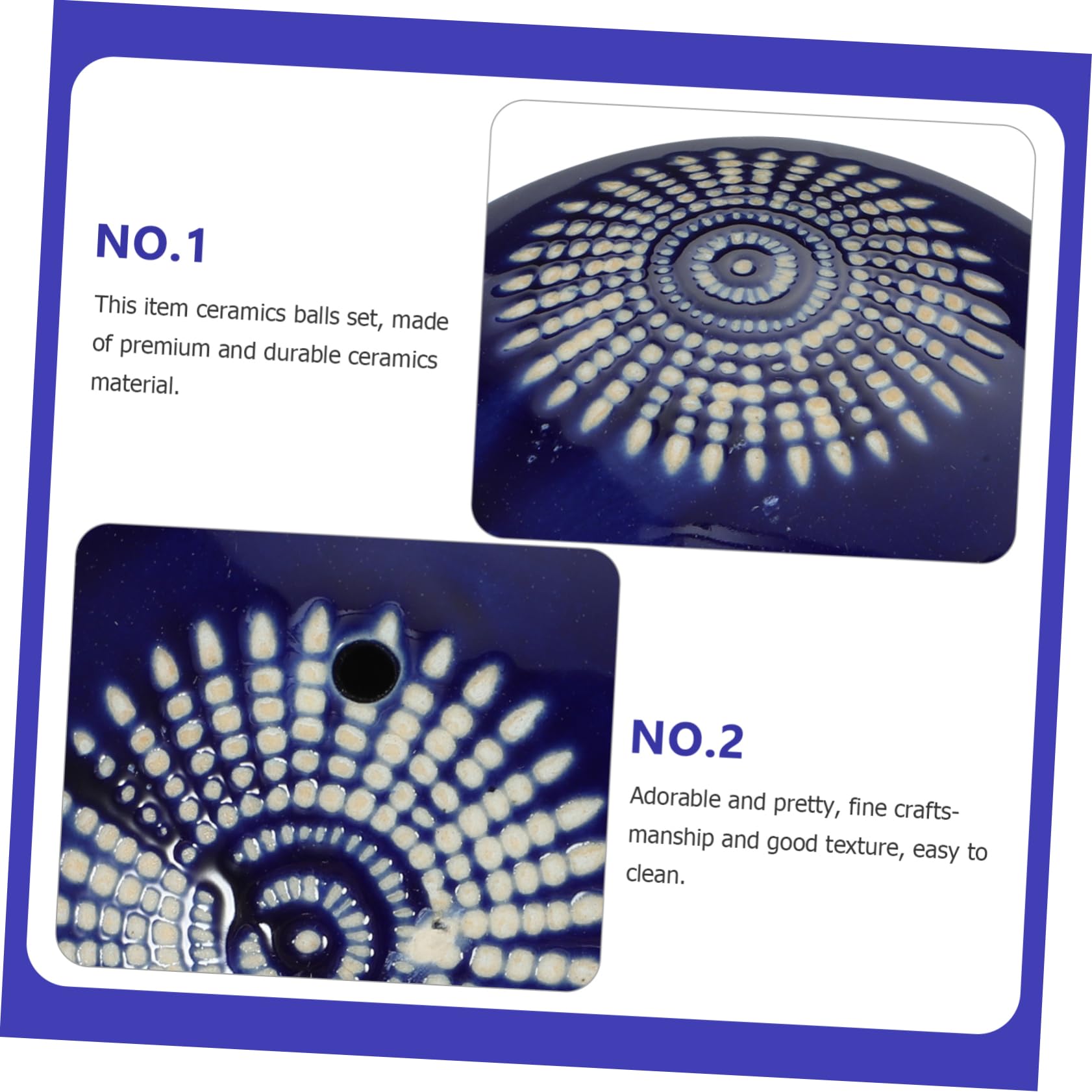BESPORTBLE 3-Piece Ceramic Decorative Ball Set - Blue and White Stepping Stones, Floating Pool Orbs, Home & Garden Decor for Oriental Style, Moss Gardens, and Bookshelf Displays