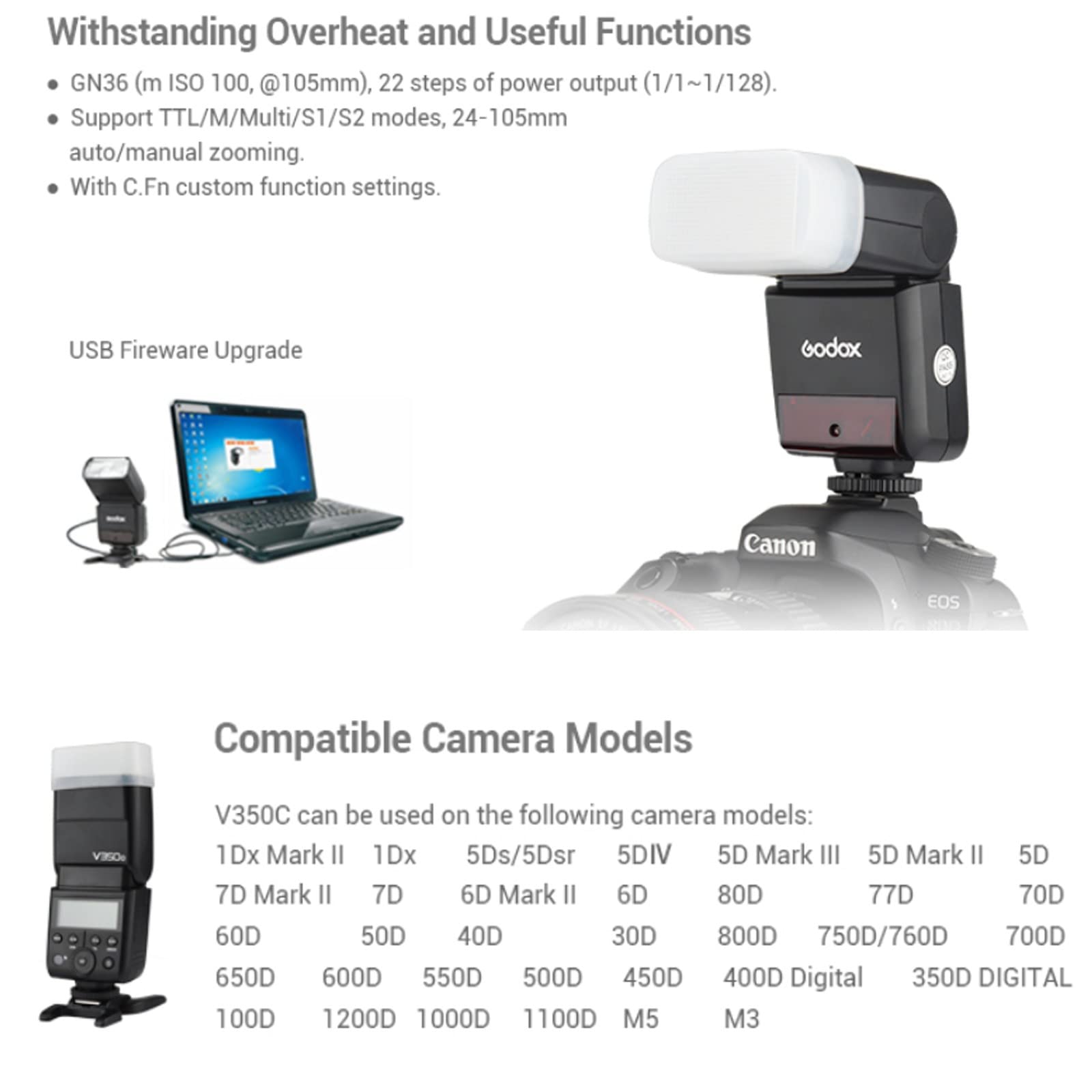 Godox V350C Flash with X3-C Trigger for Canon | 1/8000s HSS, 2.4G Wireless, GN36 | TTL Speedlight for Canon 6D, 80D, 77D, 70D, 60D, 50D | Perfect for Portrait, Wedding & Event Photography