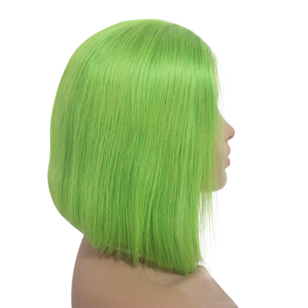 13X6 HD Lace Frontal Human Hair Bob Wigs - Pre Plucked Middle Part Blunt Cut with Baby Hair | Green Colored Bob Wigs for Black Women (10 Inches) | Restylable & Natural Look | Perfect for Daily Wear, Cosplay & Special Occasions
