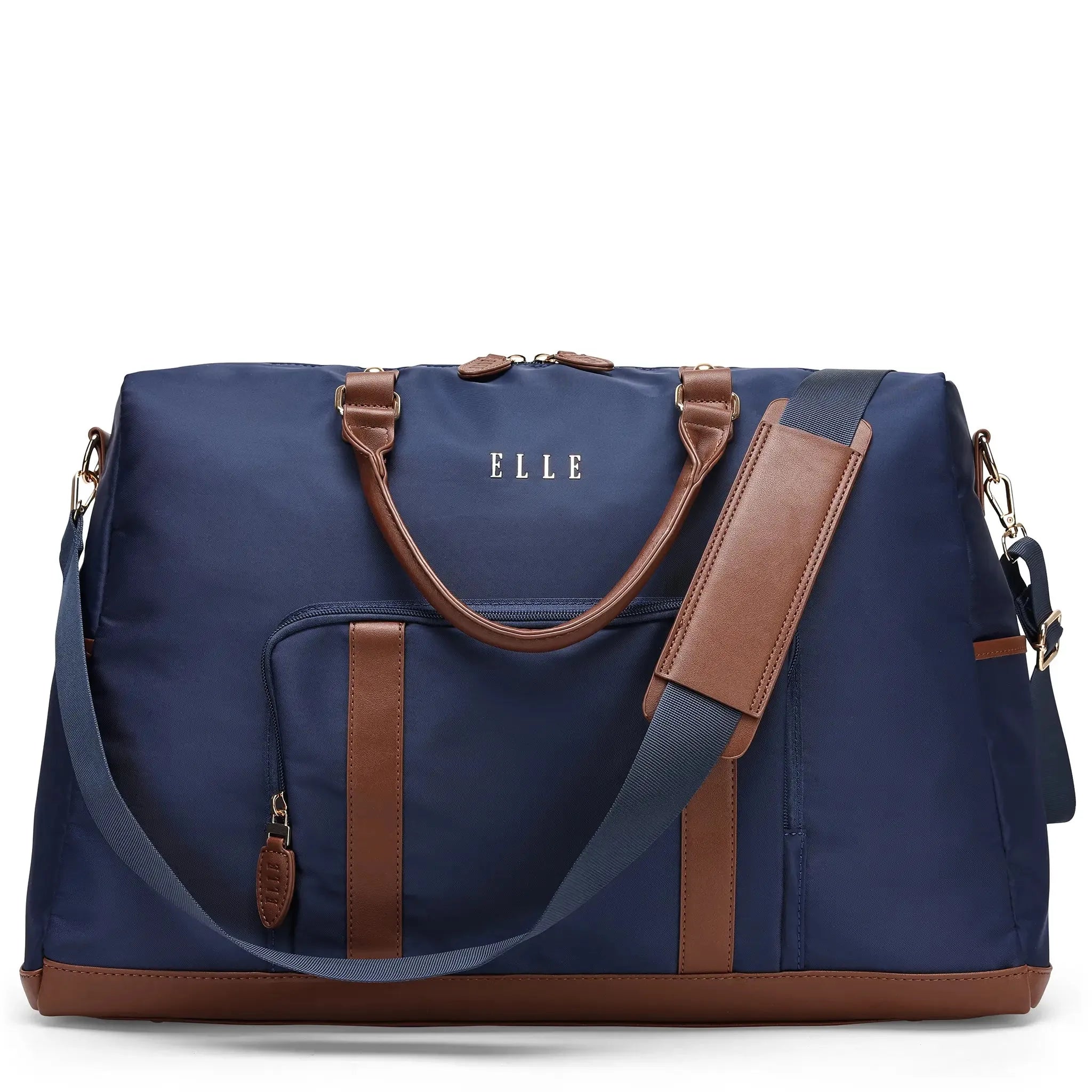 Premium 30L Twill & Vegan Leather Weekender Duffle Bag - Stylish Carry-On Travel Bag for Weekend Getaways, Gym & Business Trips