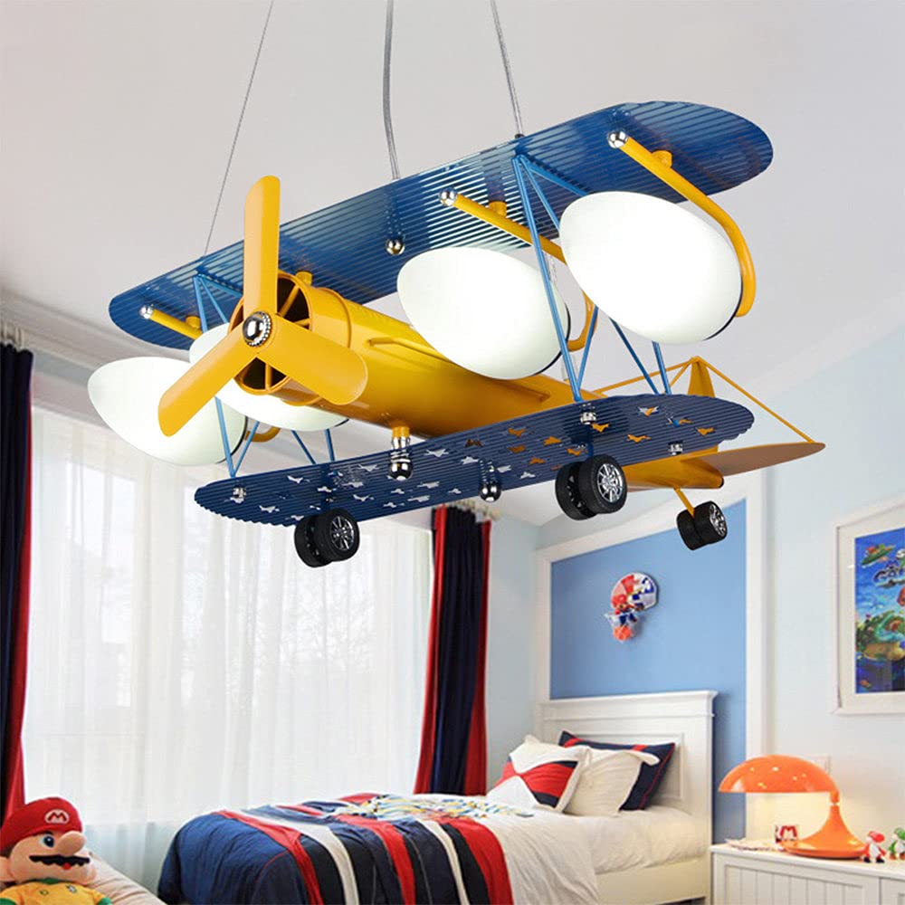 Modern LED Cartoon Airplane Chandelier Light for Kids Room - Airplane Ceiling Light, Children's Bedroom Lighting, Boys Room Decor - Perfect for Nursery, Playroom & Kids Bedroom Lighting