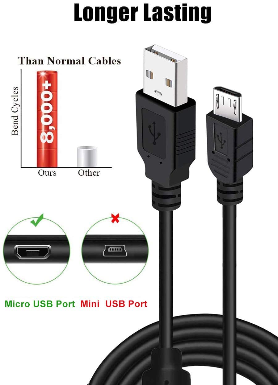 2 Pack 10ft PS4 Controller Charging Cable - Micro USB Sync & Play Cord for PlayStation 4, PS4 Slim, PS4 Pro, DualShock 4, Xbox One, Xbox One S, Xbox One Elite & Xbox One X Controllers - Fast Charging & Gaming Solution for Home & Travel Use
