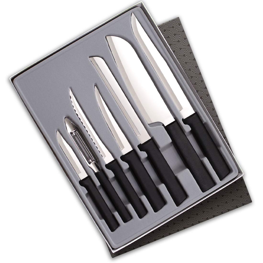 Rada Cutlery 7-Piece Starter Knife Set with Black Handles - Perfect Kitchen Gift for Home Chefs & Cooking Enthusiasts