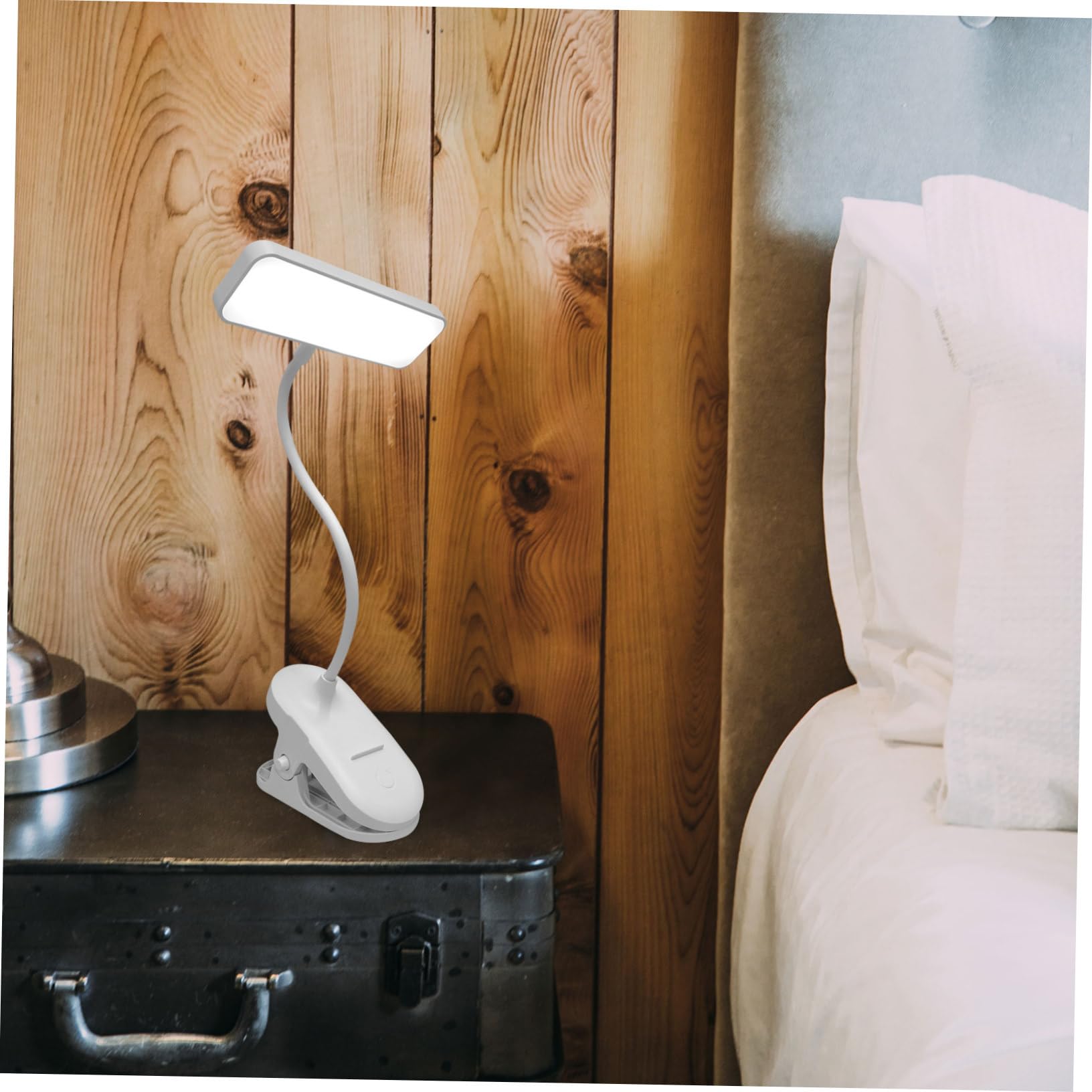 Veemoon Rechargeable LED Clip-on Table Lamp - 3 Brightness Levels, Portable Cordless Desk Light for Reading, Studying, Nightstand & Office Use