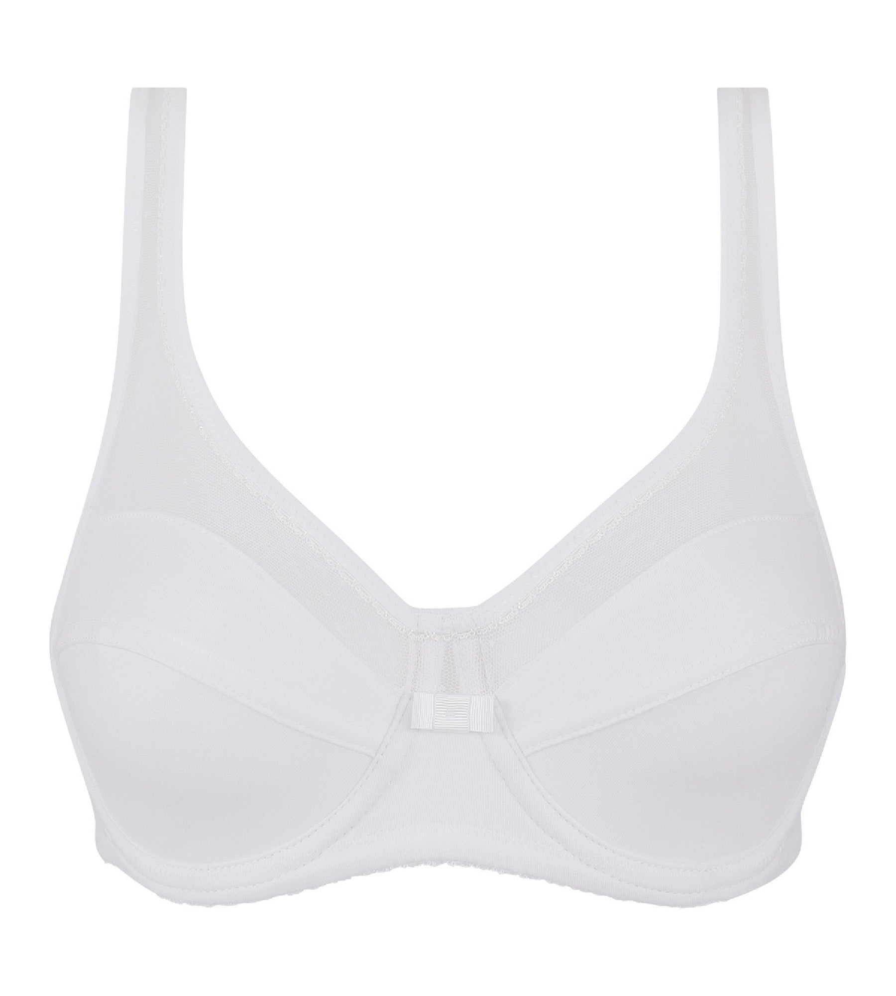 Wire-Free Support Bra with Generous Organic Cotton Cups - Comfortable Full Coverage T-Shirt Bra in White for Everyday Wear and All-Day Comfort