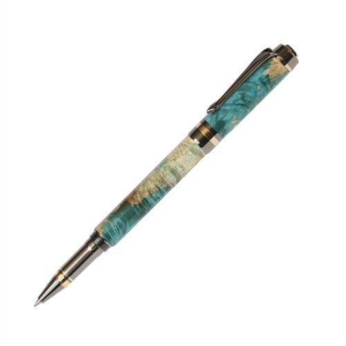 Lanier Pens Elite Rollerball Pen - Premium Gun Metal Finish with Turquoise Box Elder Wood - Luxury Writing Instrument for Office, Business Gifts & Executive Use